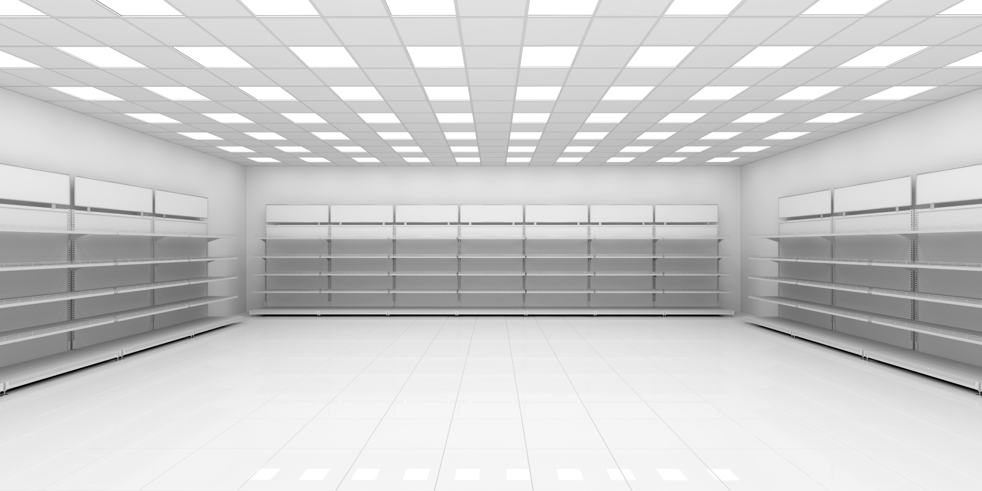 Retail environment constructed from sourced 3D assets and adapted in Adobe Dimension to establish a neutral, scalable display space.