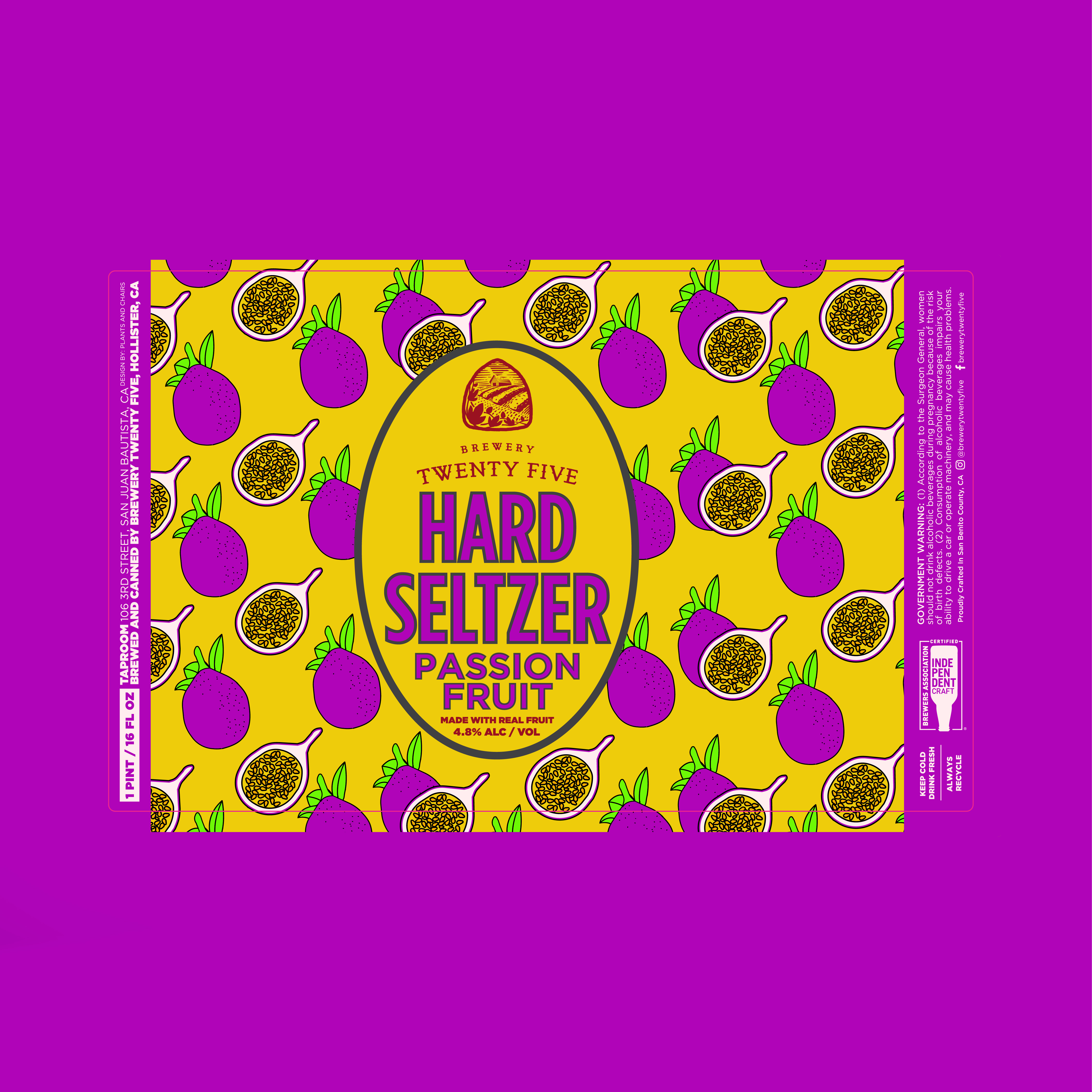 Brewery Twenty Five, Passion Fruit Hard Seltzer Label, process image 1 of 2