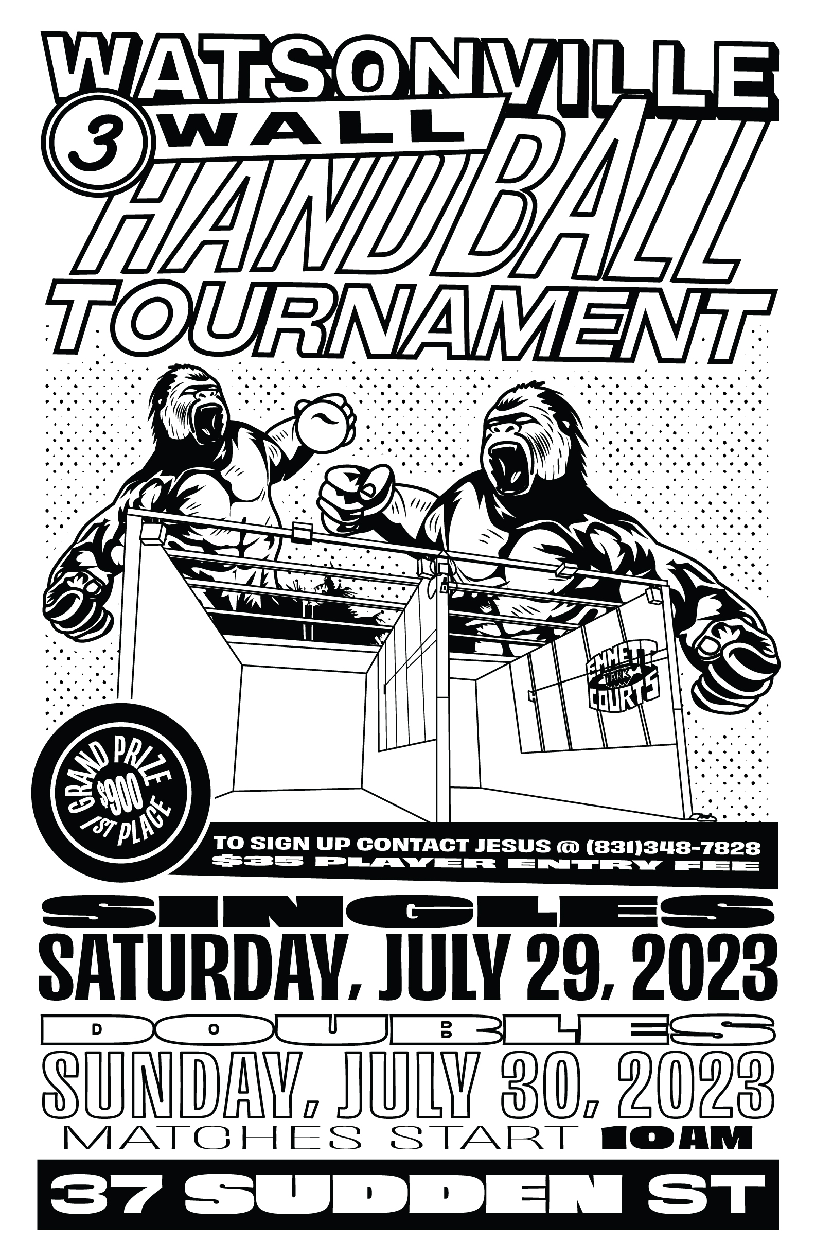 Watsonville 3 Wall Handball Tournament, Poster Design, process image 5 of 9