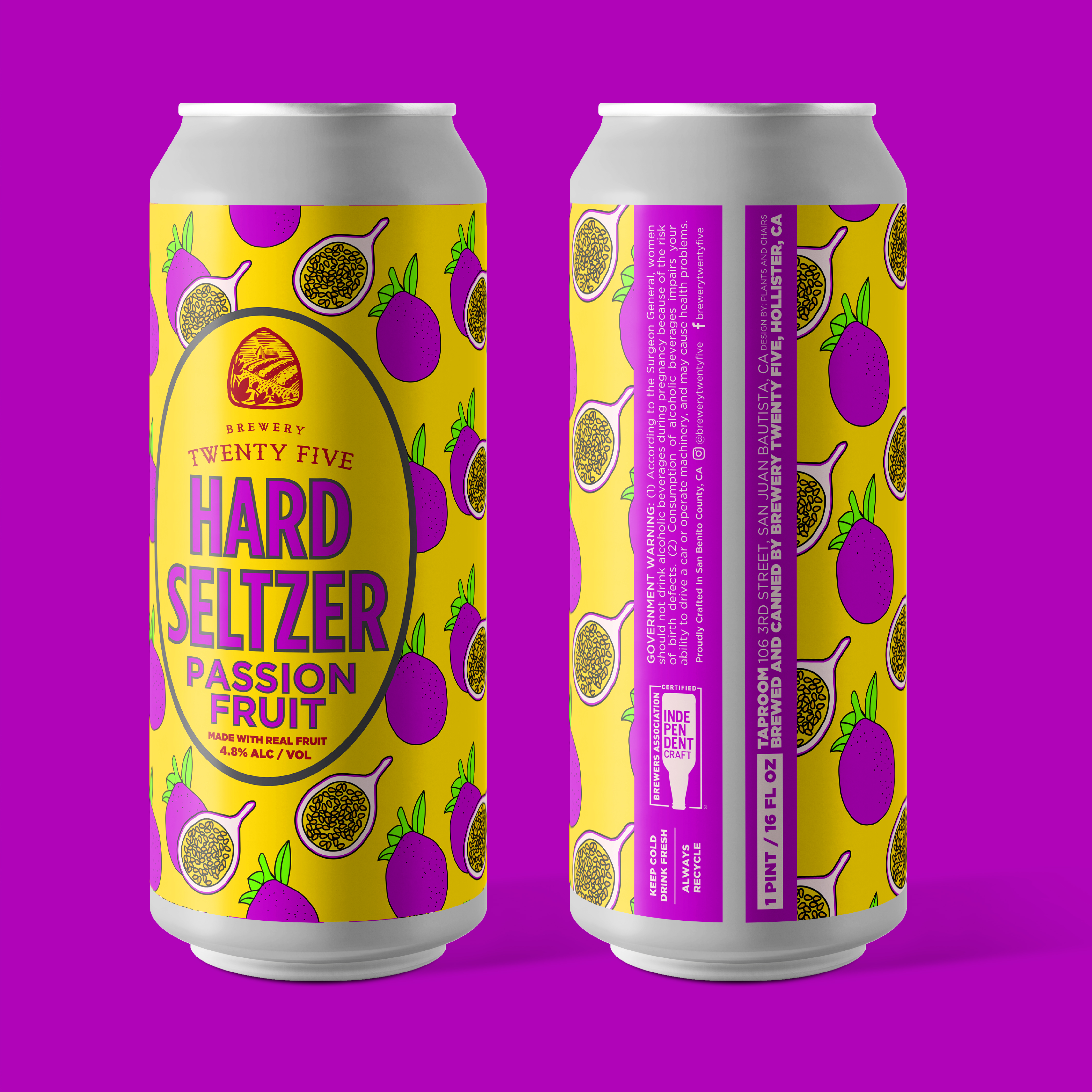 Brewery Twenty Five, Passion Fruit Hard Seltzer Label, process image 2 of 2