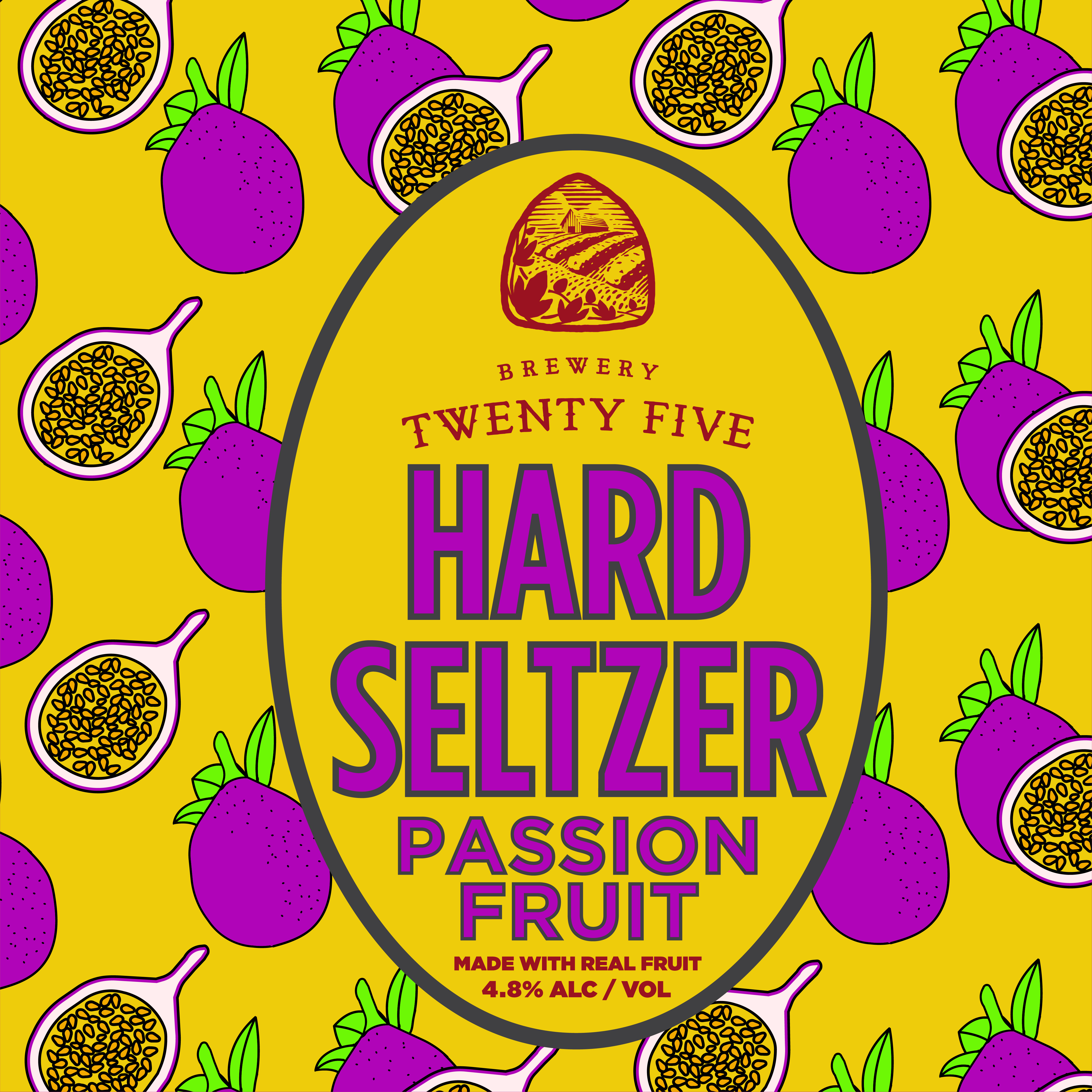 Brewery Twenty Five, Passion Fruit Hard Seltzer Label, hero image