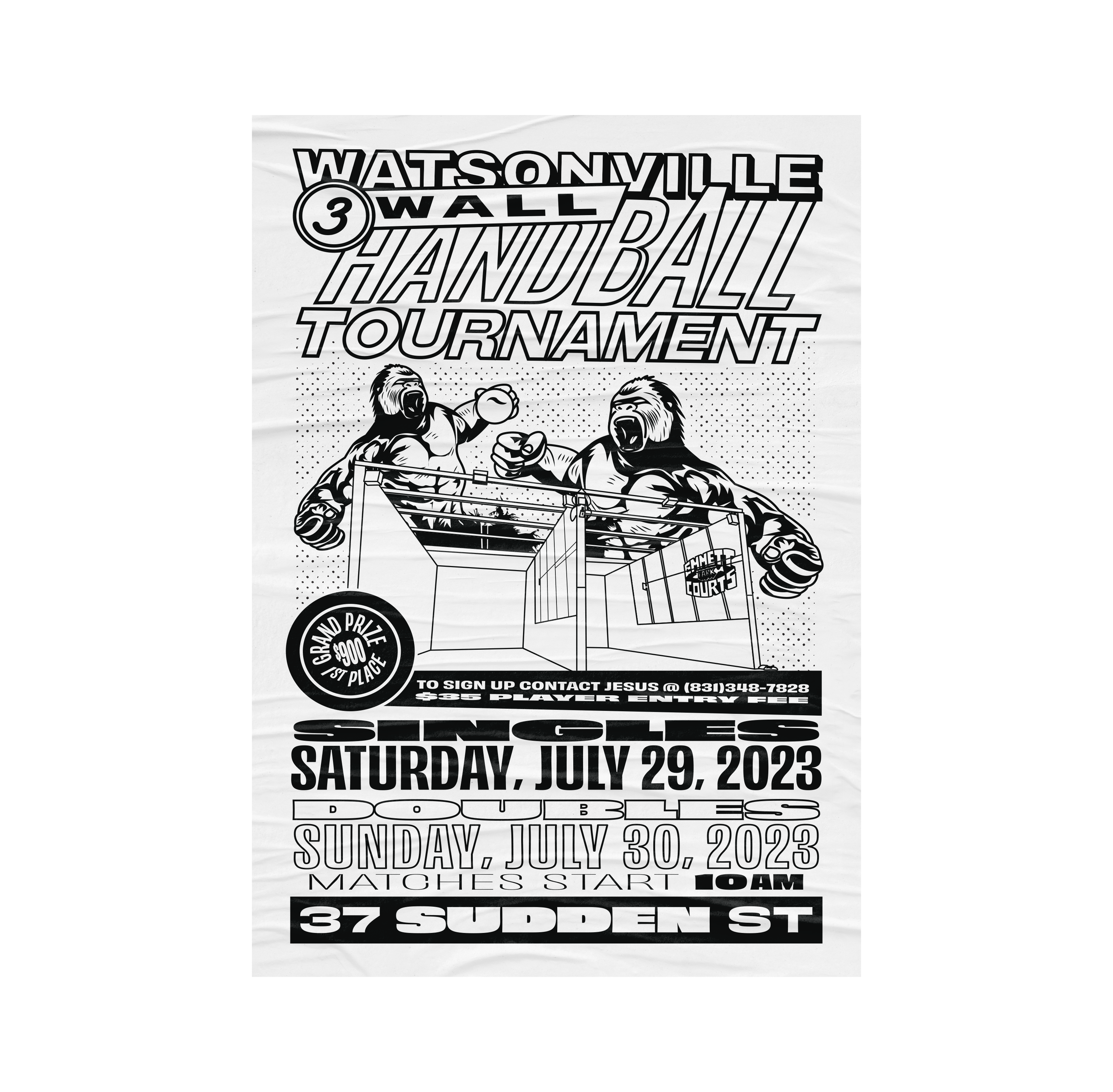 Watsonville 3 Wall Handball Tournament, Poster Design, process image 9 of 9