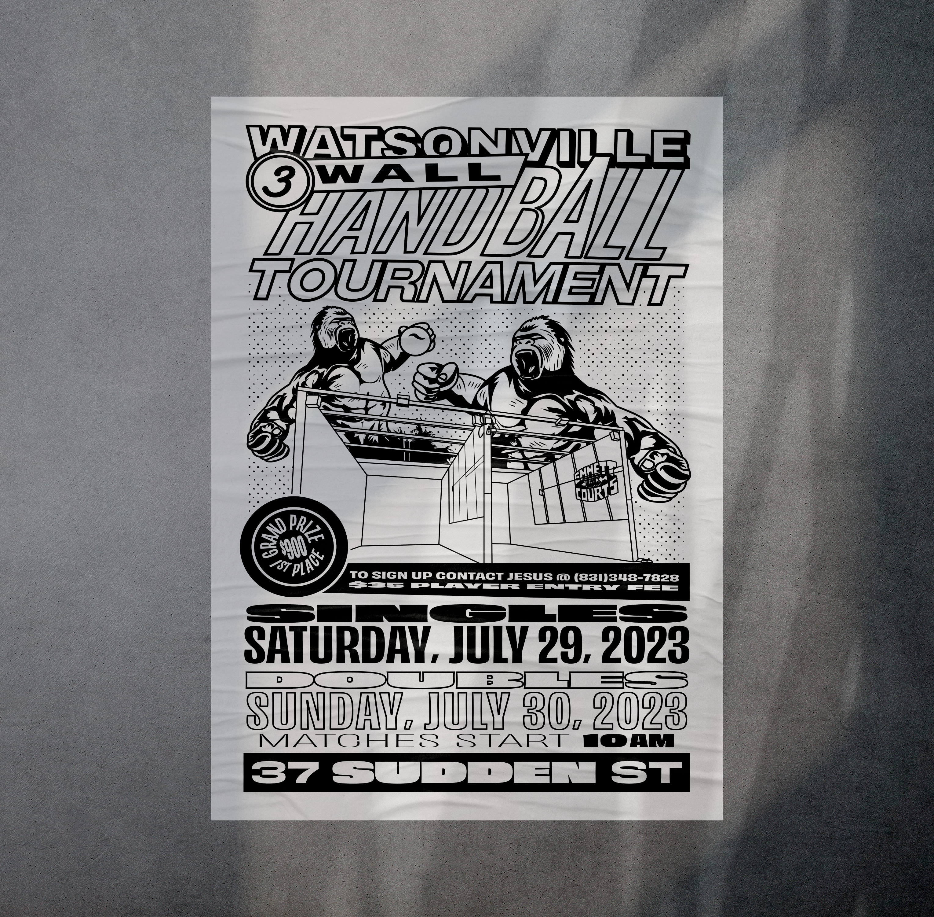 Watsonville 3 Wall Handball Tournament, Poster Design, hero image