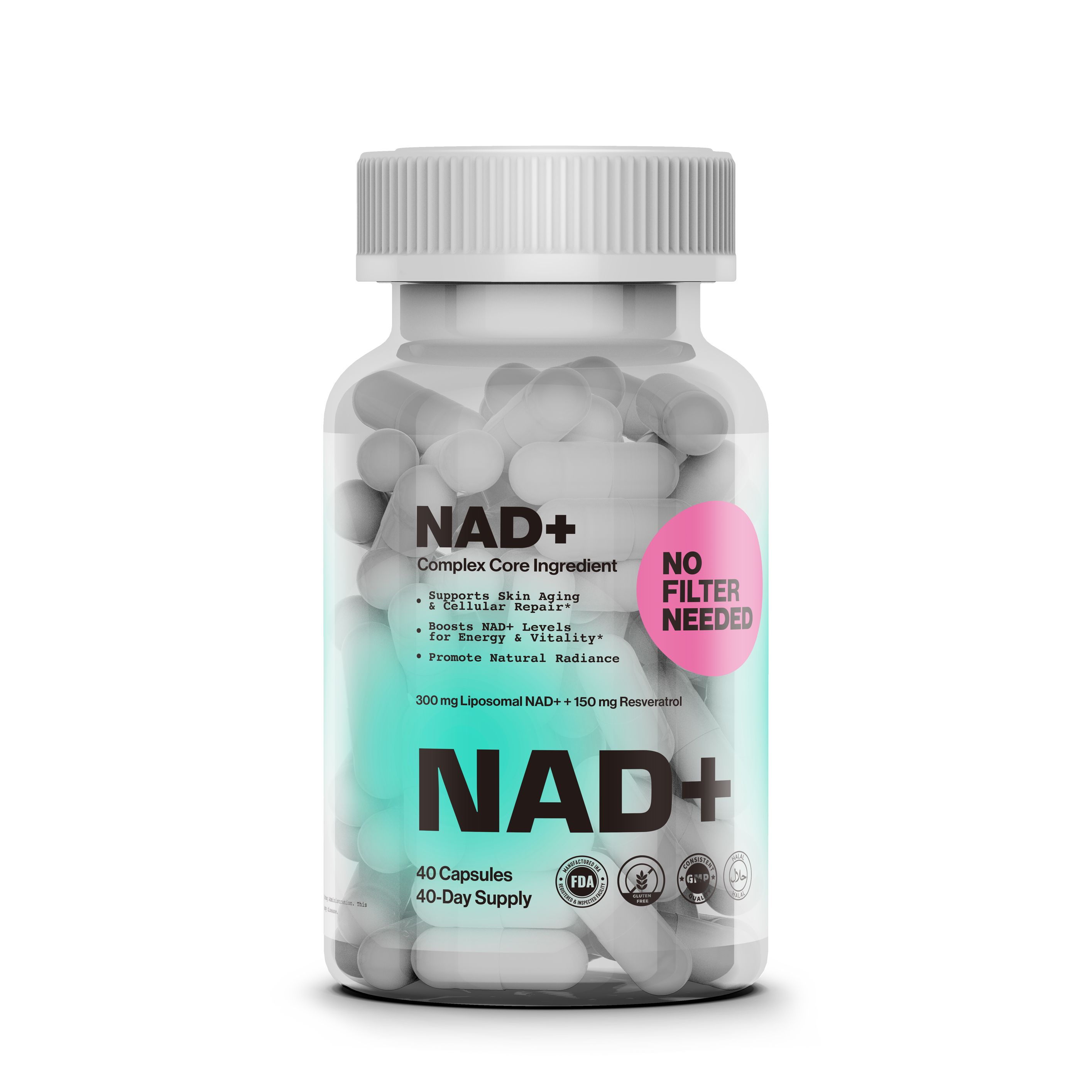 No Filter Needed | NAD+ Supplement Label Design, hero image