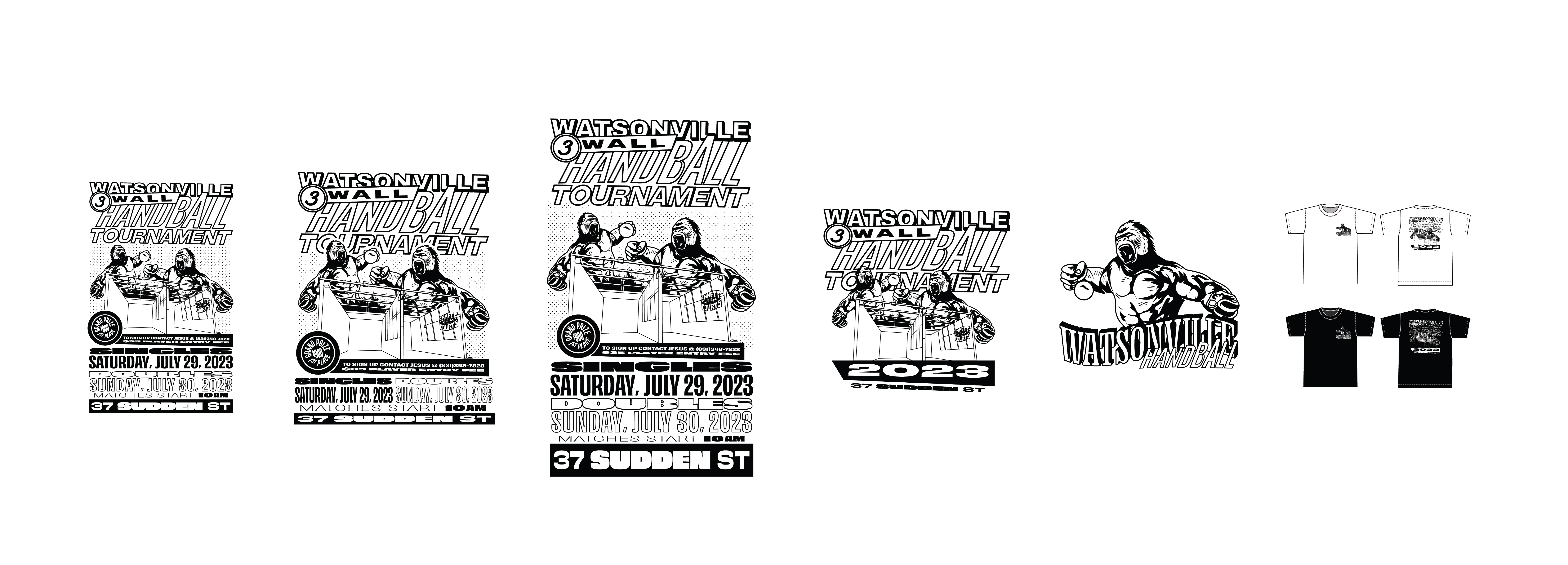 Watsonville 3 Wall Handball Tournament, Poster Design, process image 4 of 9