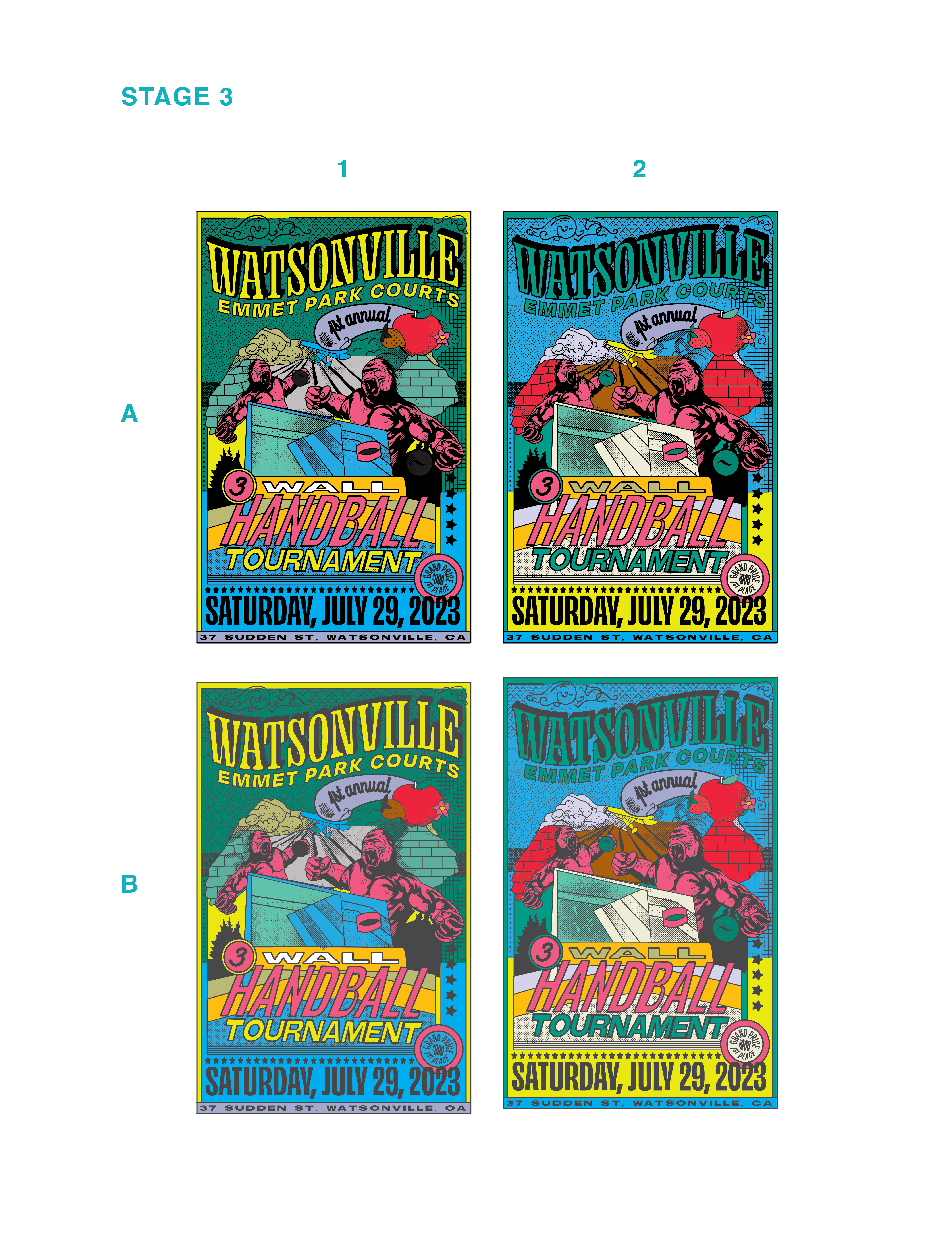 Watsonville 3 Wall Handball Tournament, Poster Design, process image 2 of 9