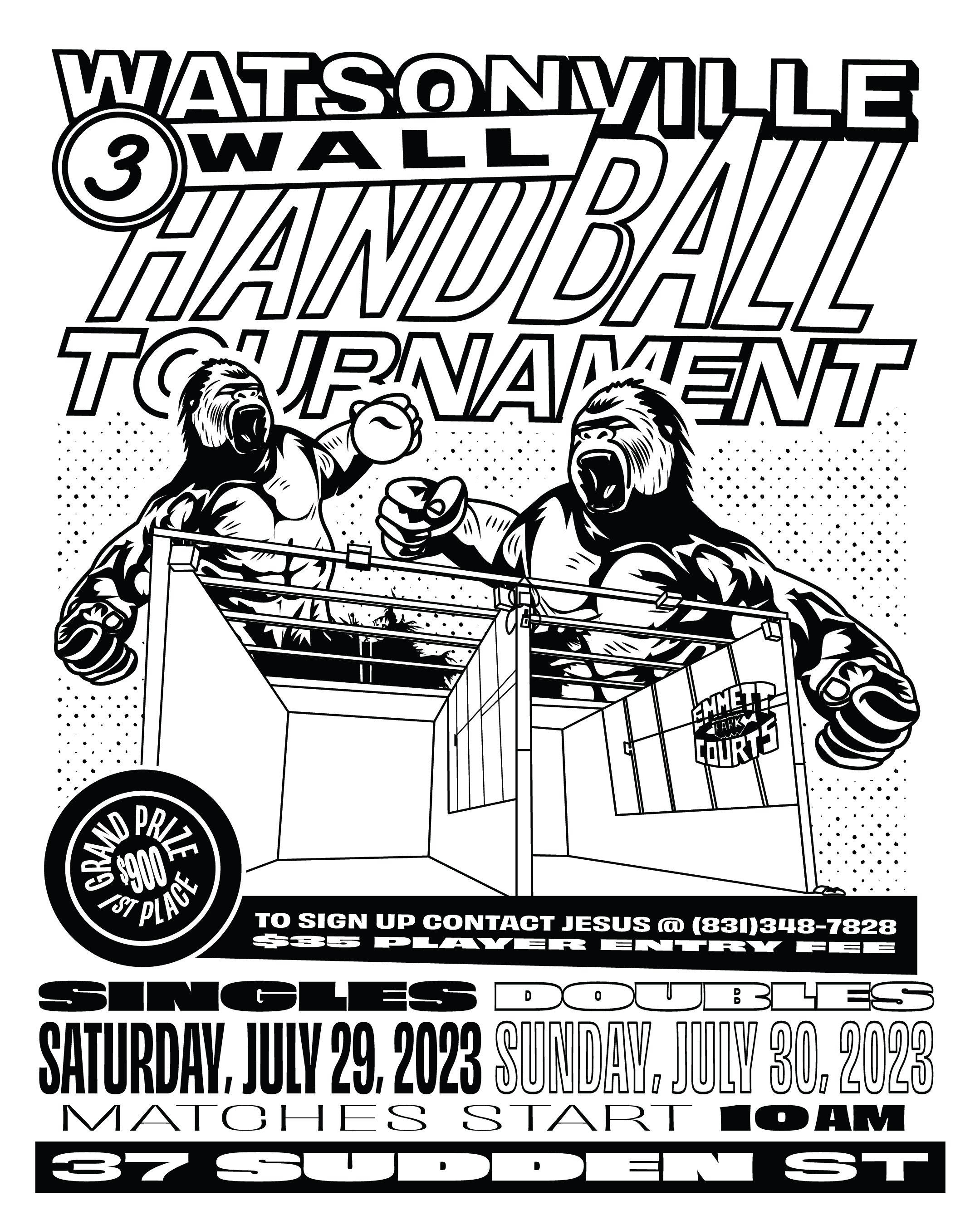 Watsonville 3 Wall Handball Tournament, Poster Design, process image 7 of 9