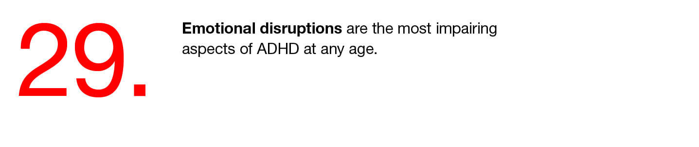 29. Emotional disruptions are the most impairing aspects of ADHD at any age. 