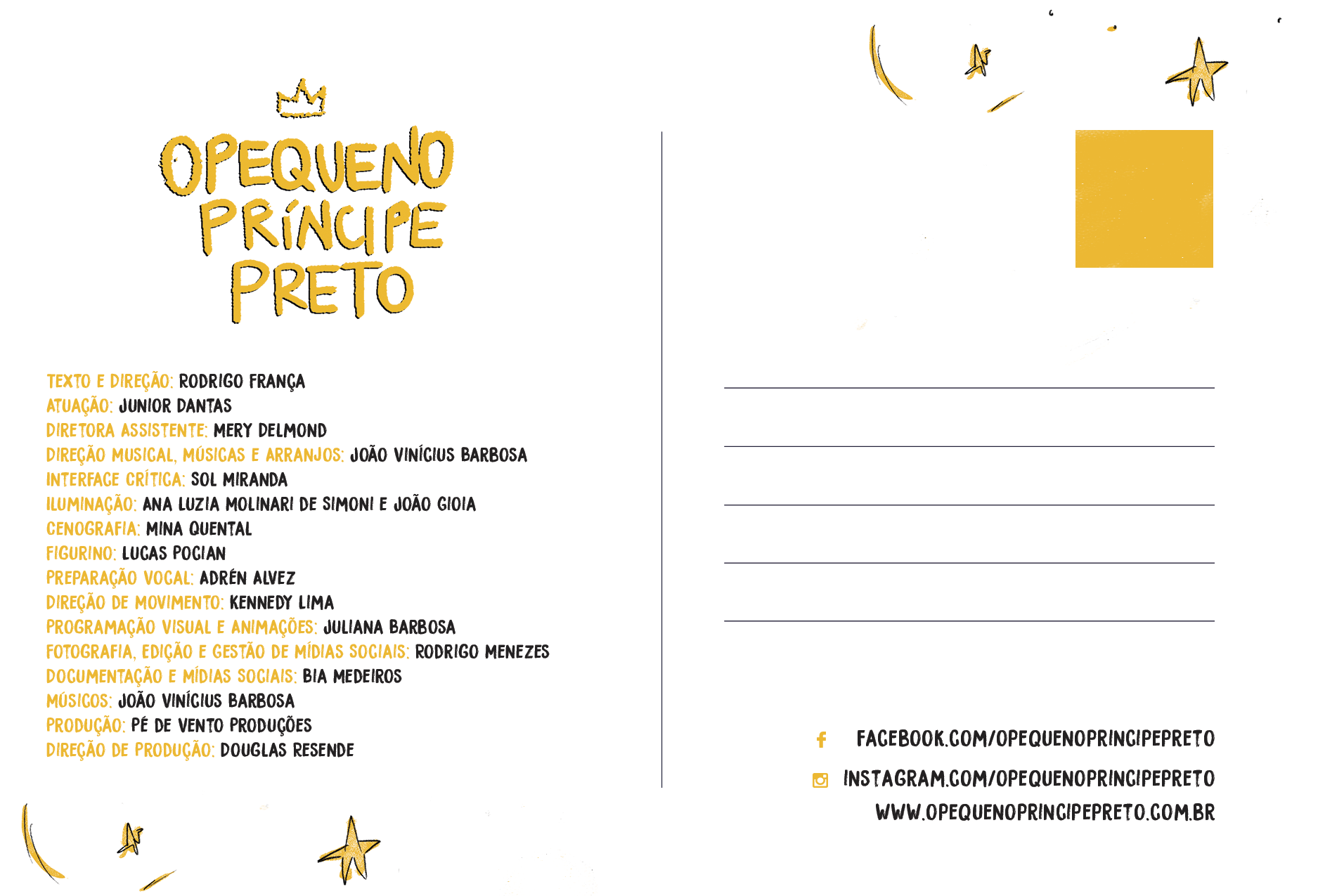 Verso do Cartão Postal. Ilustrações: Juliana Barbosa