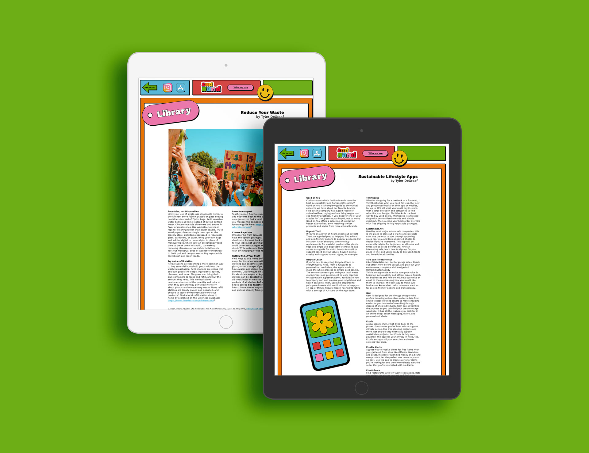 Ipad version of articles on view.