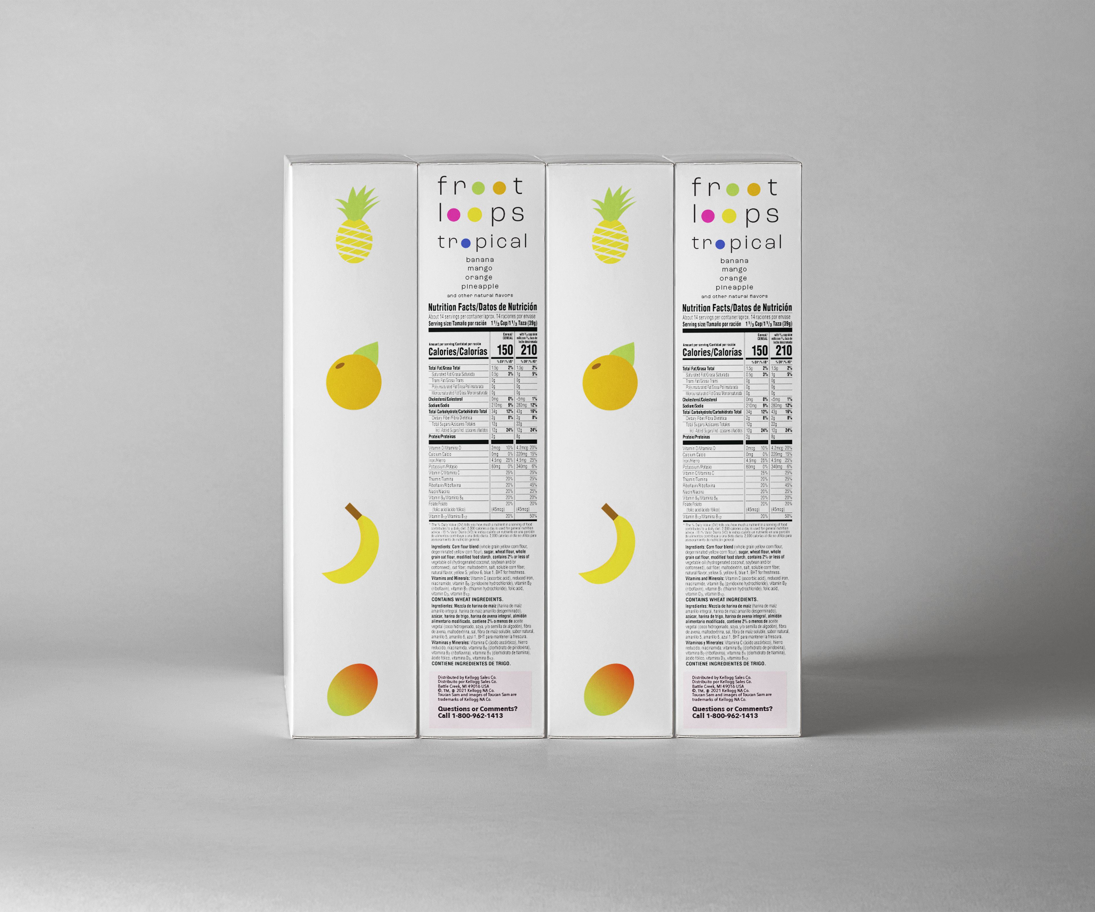 The side panels of the cereal box, displaying the nutrition facts and flavor profile.