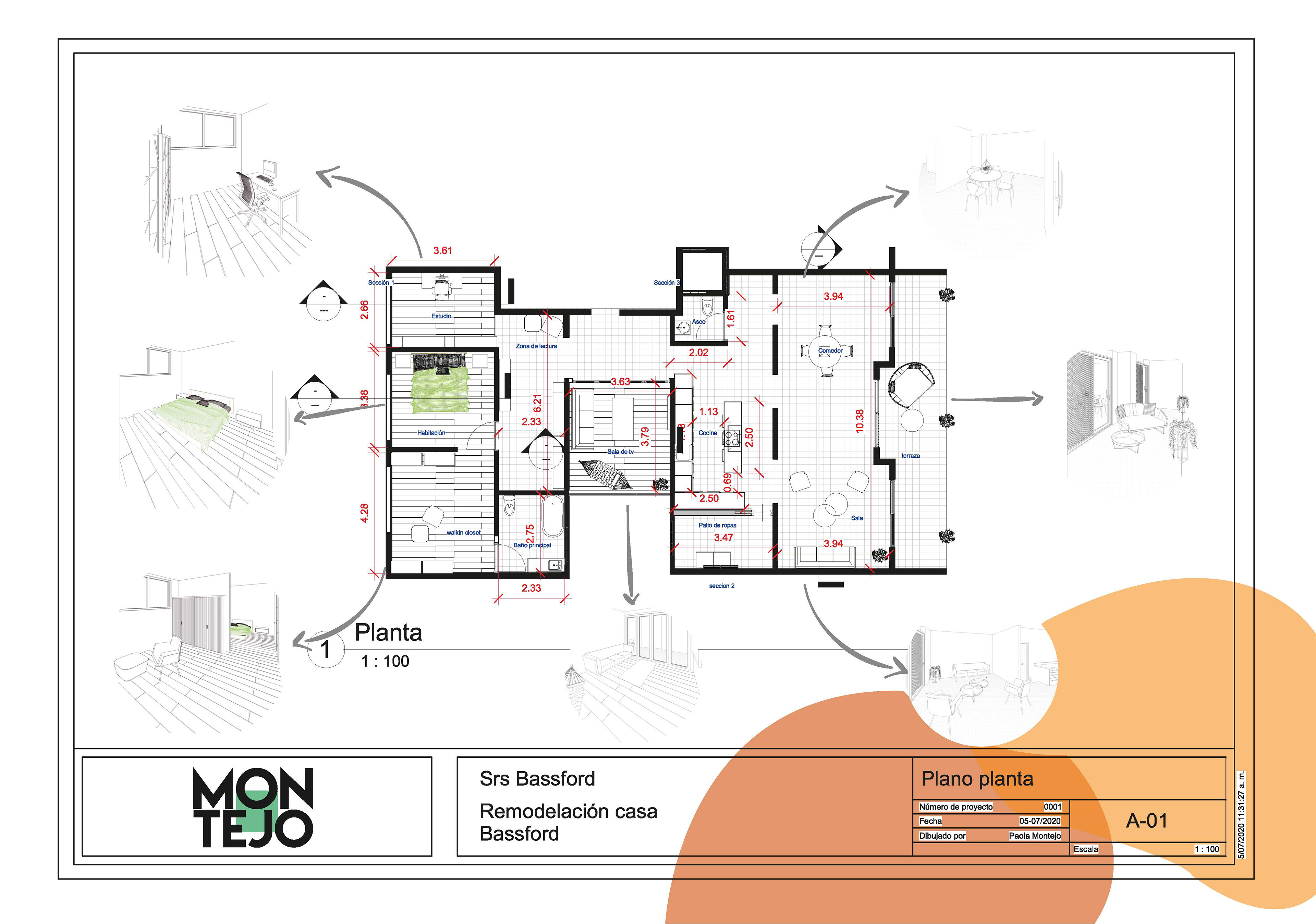 Plano con detalles de espacios