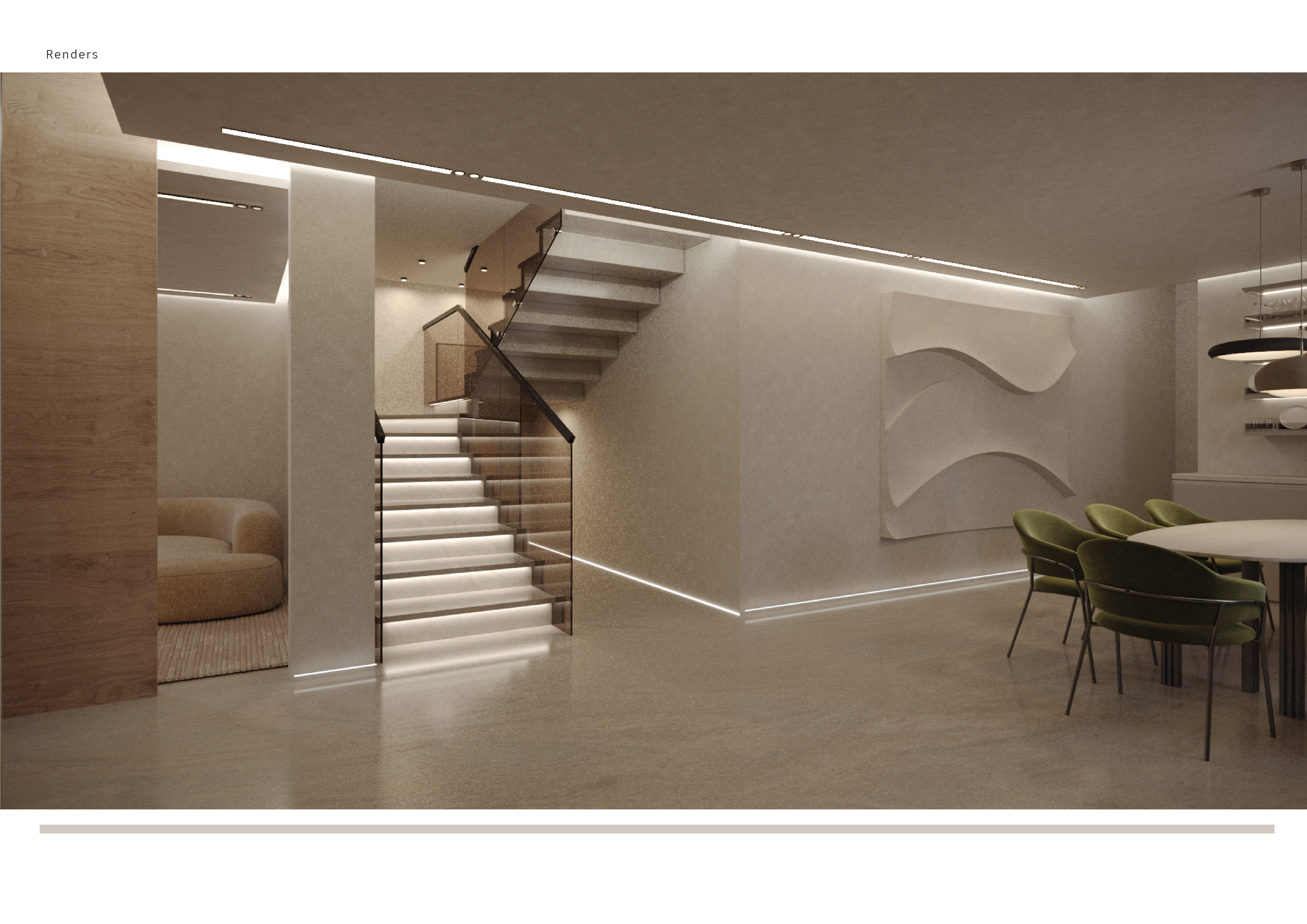 Staircase and Dining Render