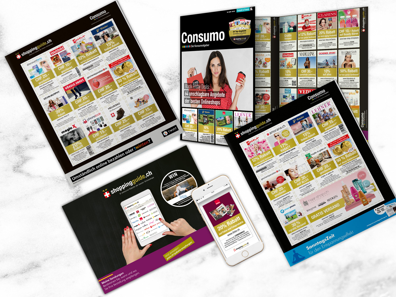 shoppinguide.ch (logo, booklets, vouchers)