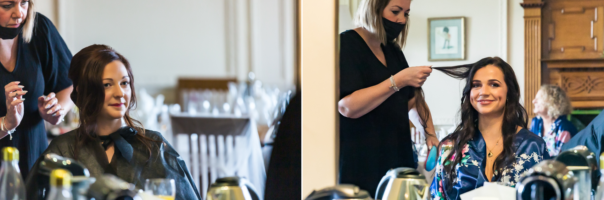 A bride and bridesmaids getting ready at Merewood Hotel, Cumbria