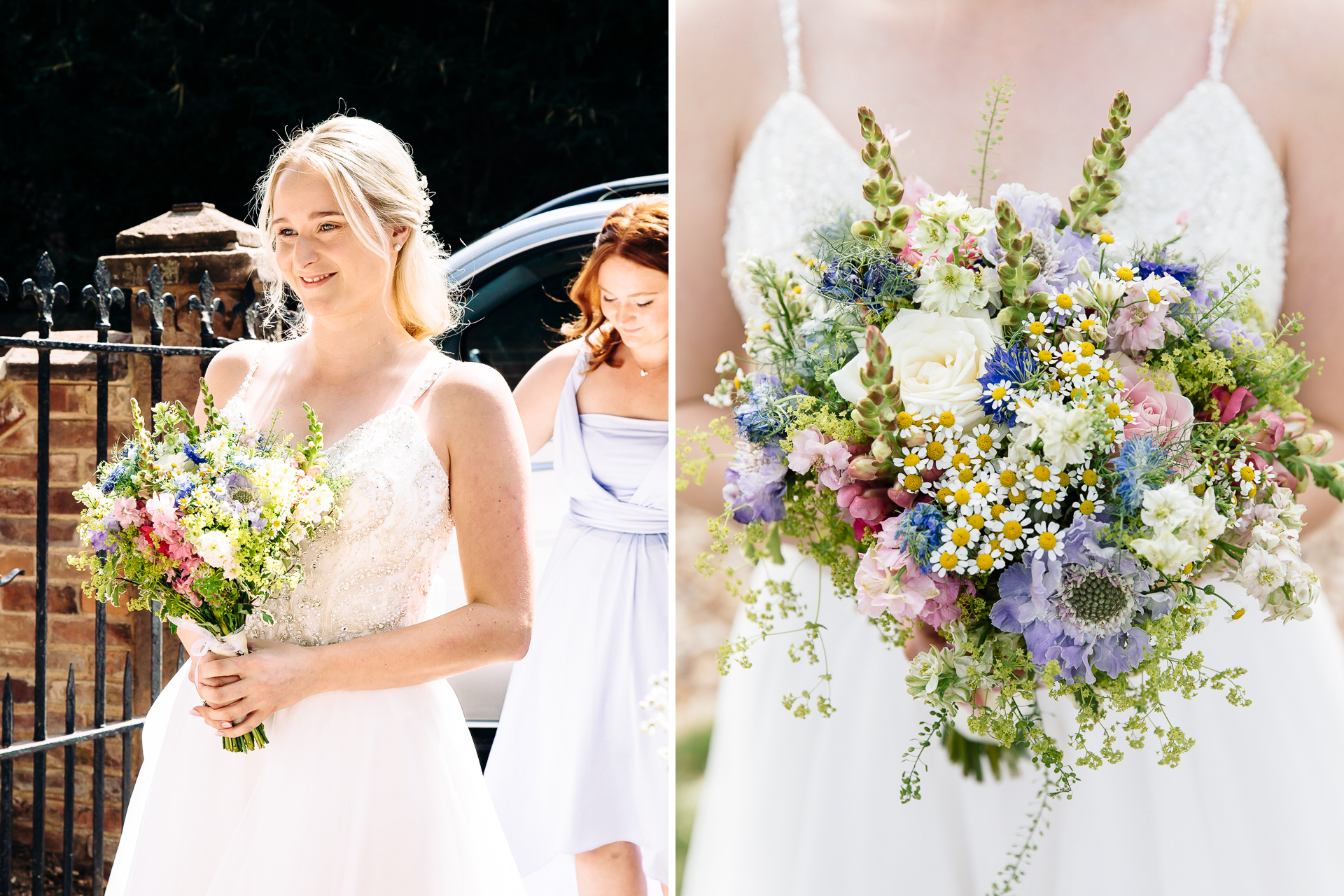 Bride & bridal bouquet at a wedding in Nottinghamshire