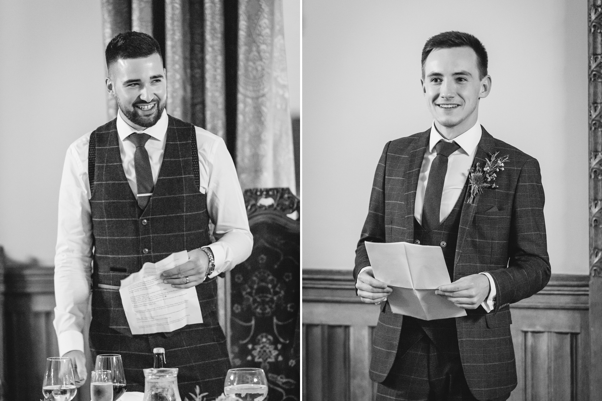 Groom and best man at a wedding at Carlton Towers, Yorkshire, England