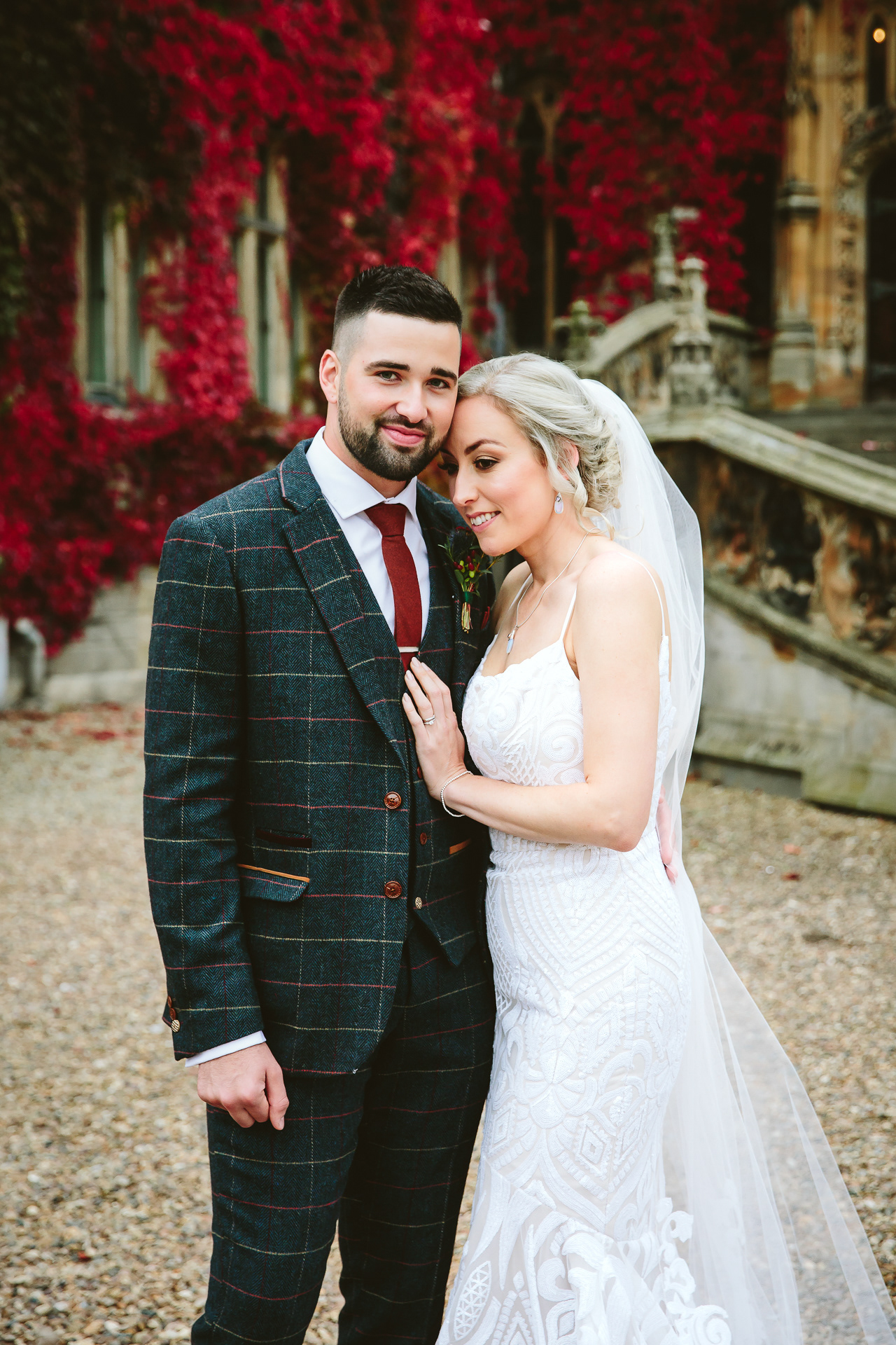 Bride and groom at a wedding at Carlton Towers, Yorkshire, England