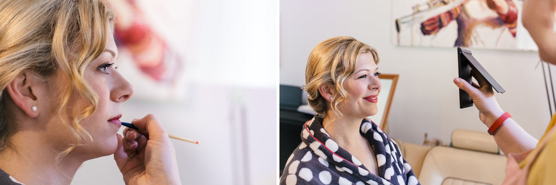 Natural documentary photos of a bride getting ready