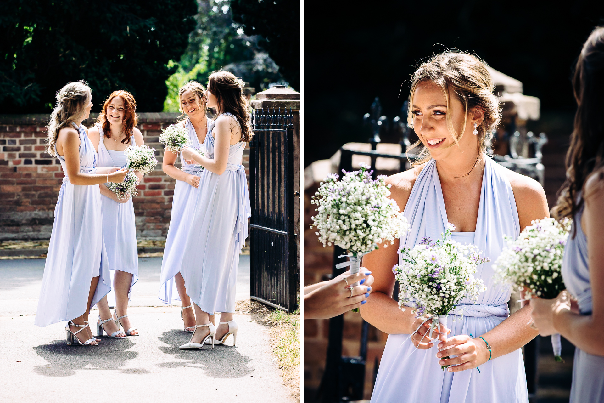 Bridesmaids laughing at a wedding in Nottinghamshire