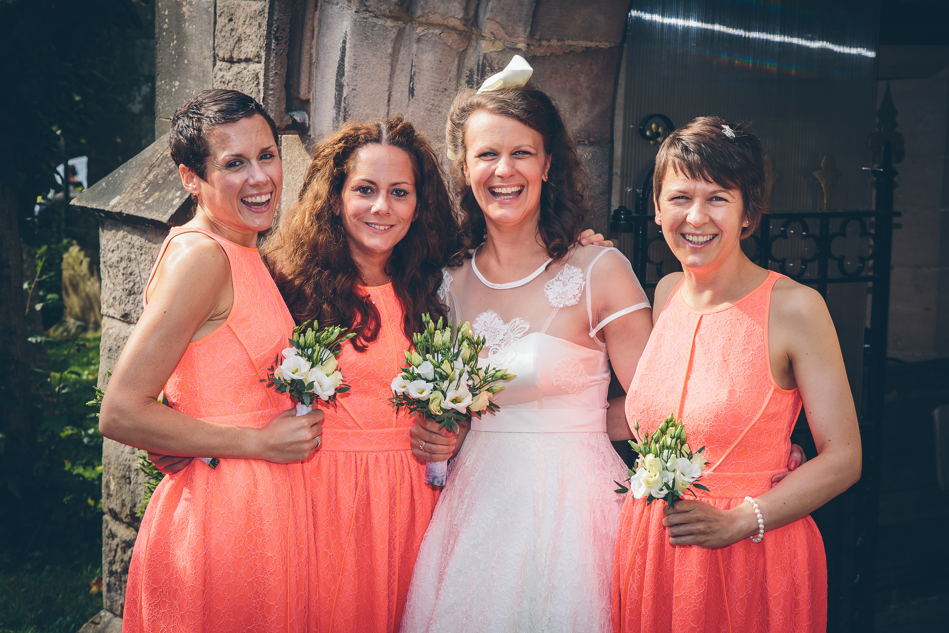 Bride and Bridesmaids at a wedding in Derbyshire
