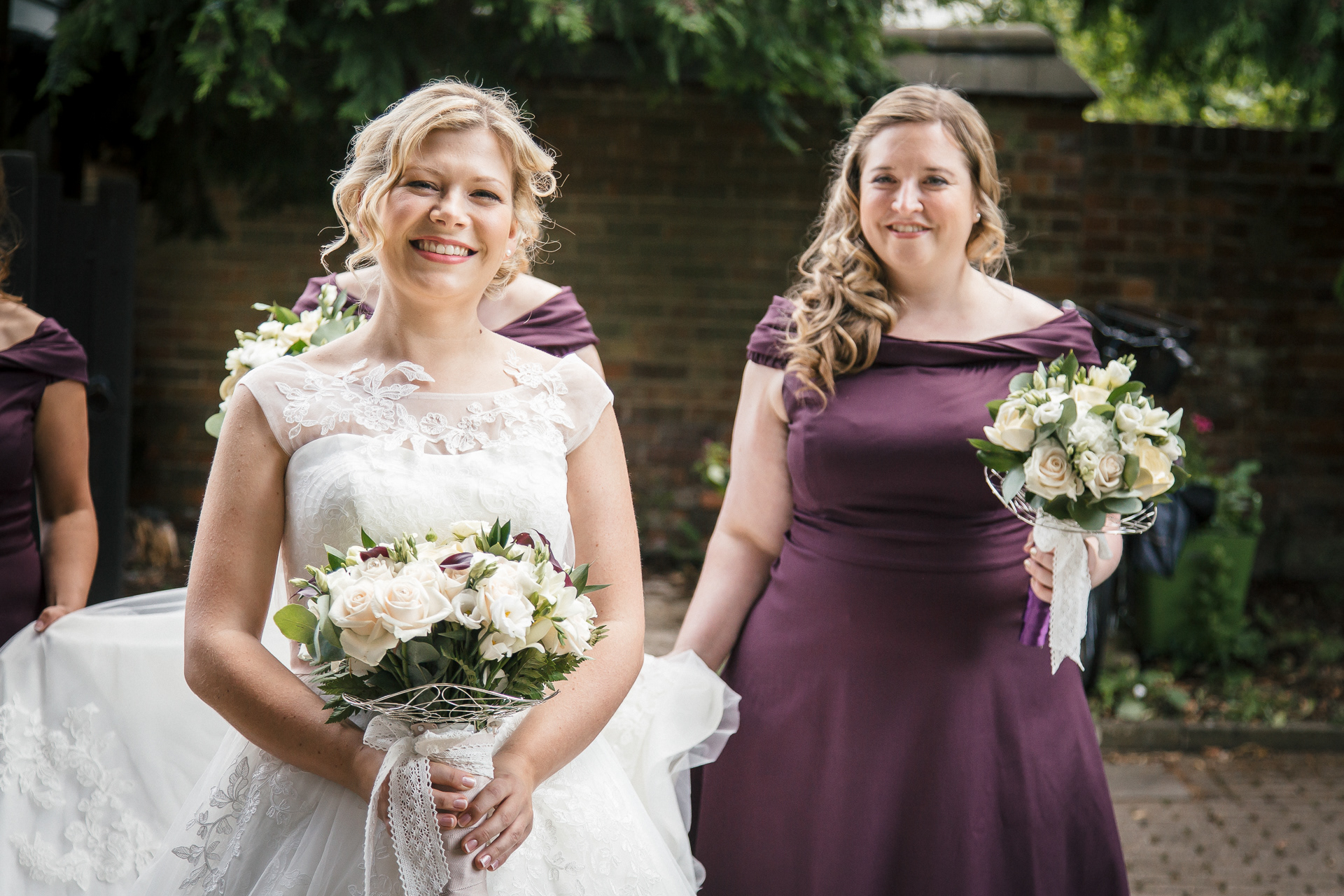 Bride and Bridesmaids at a wedding in Bedfordshire
