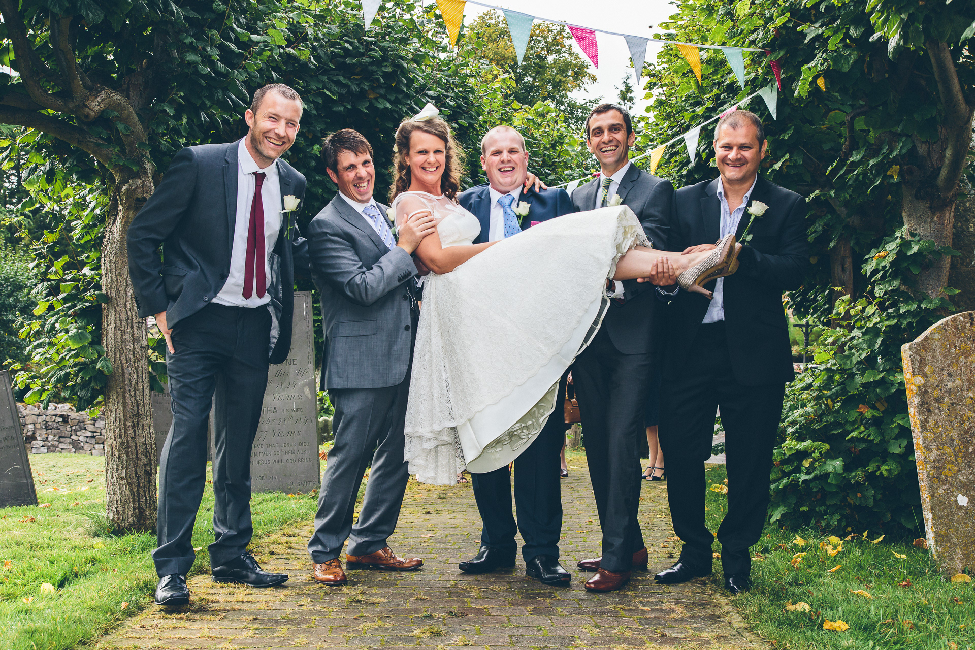 Groom lifts Bride at a wedding in Derbyshire