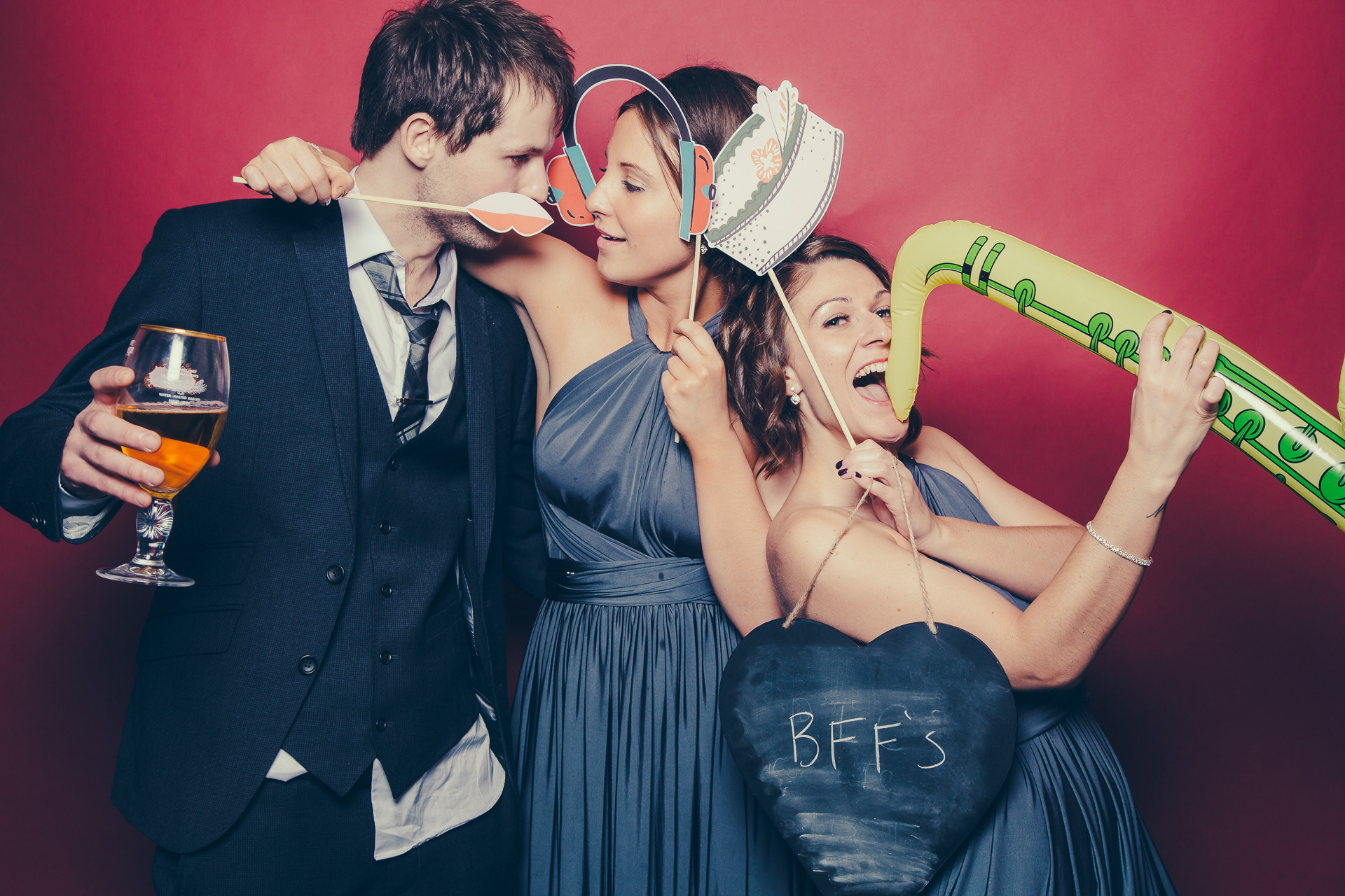 Wedding party studio photo booth at a wedding in South Yorkshire