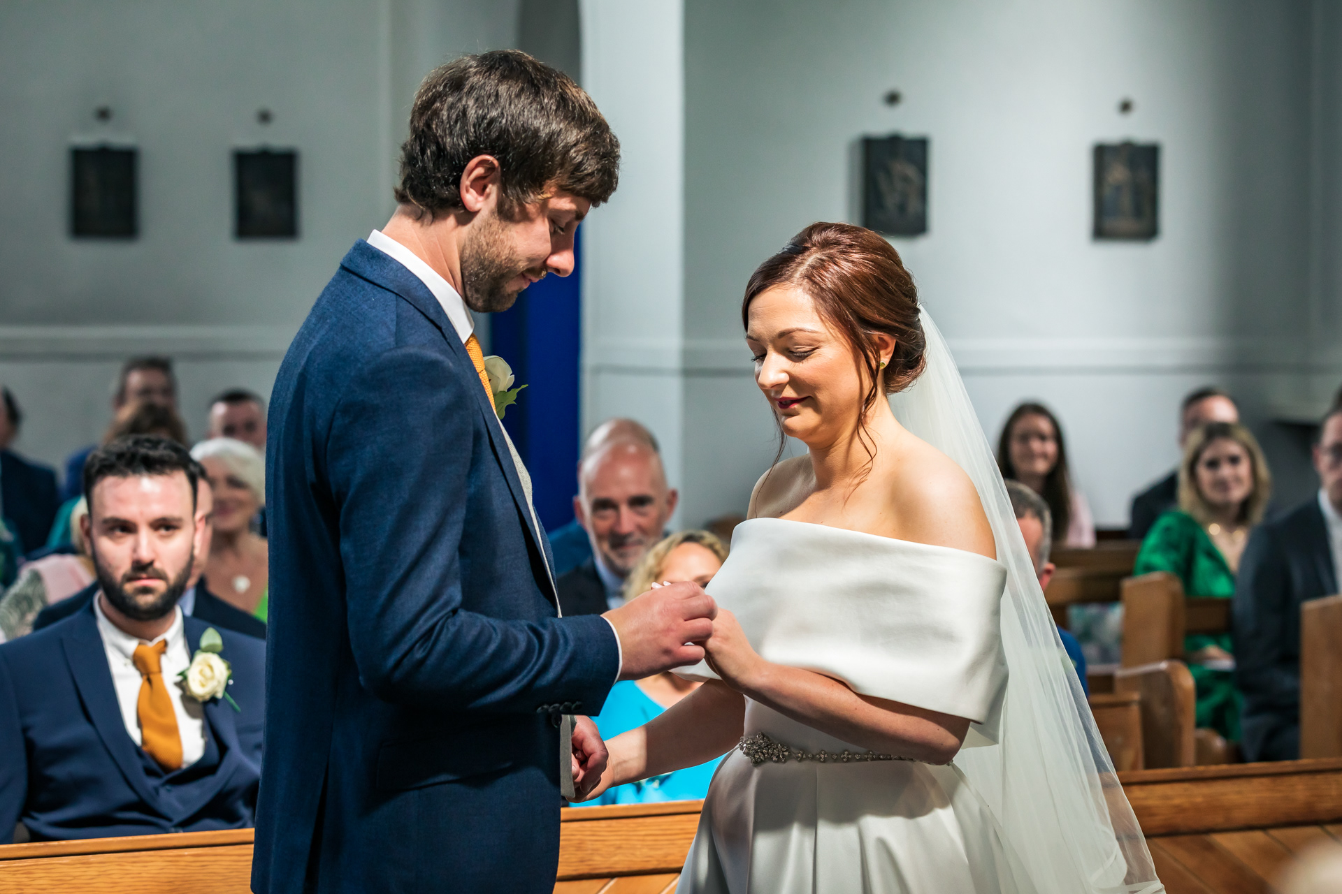 Bride and groom at their church wedding in Ambleside, Cumbria
