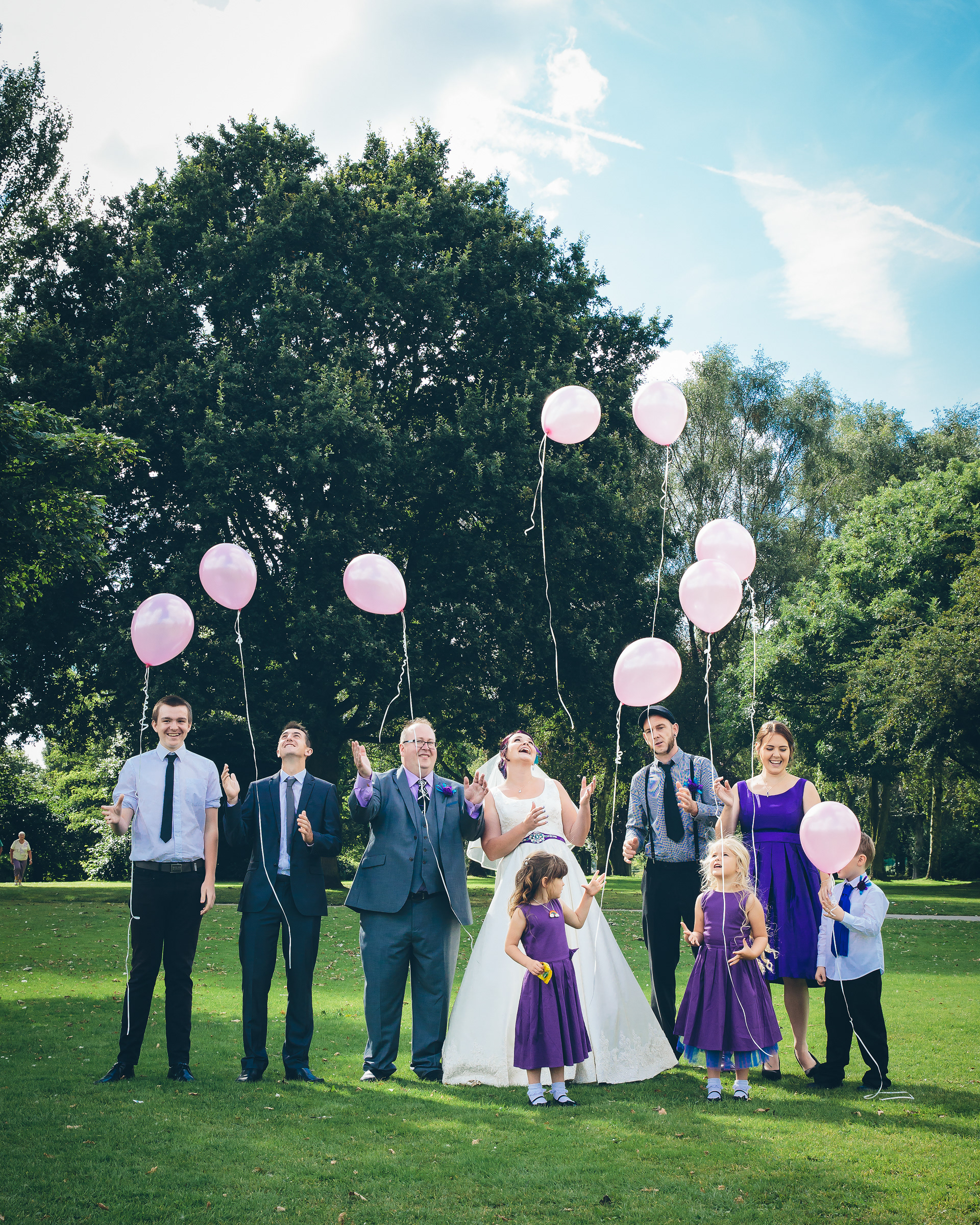 Bride and Groom release balloons at a wedding in Lincolnshire