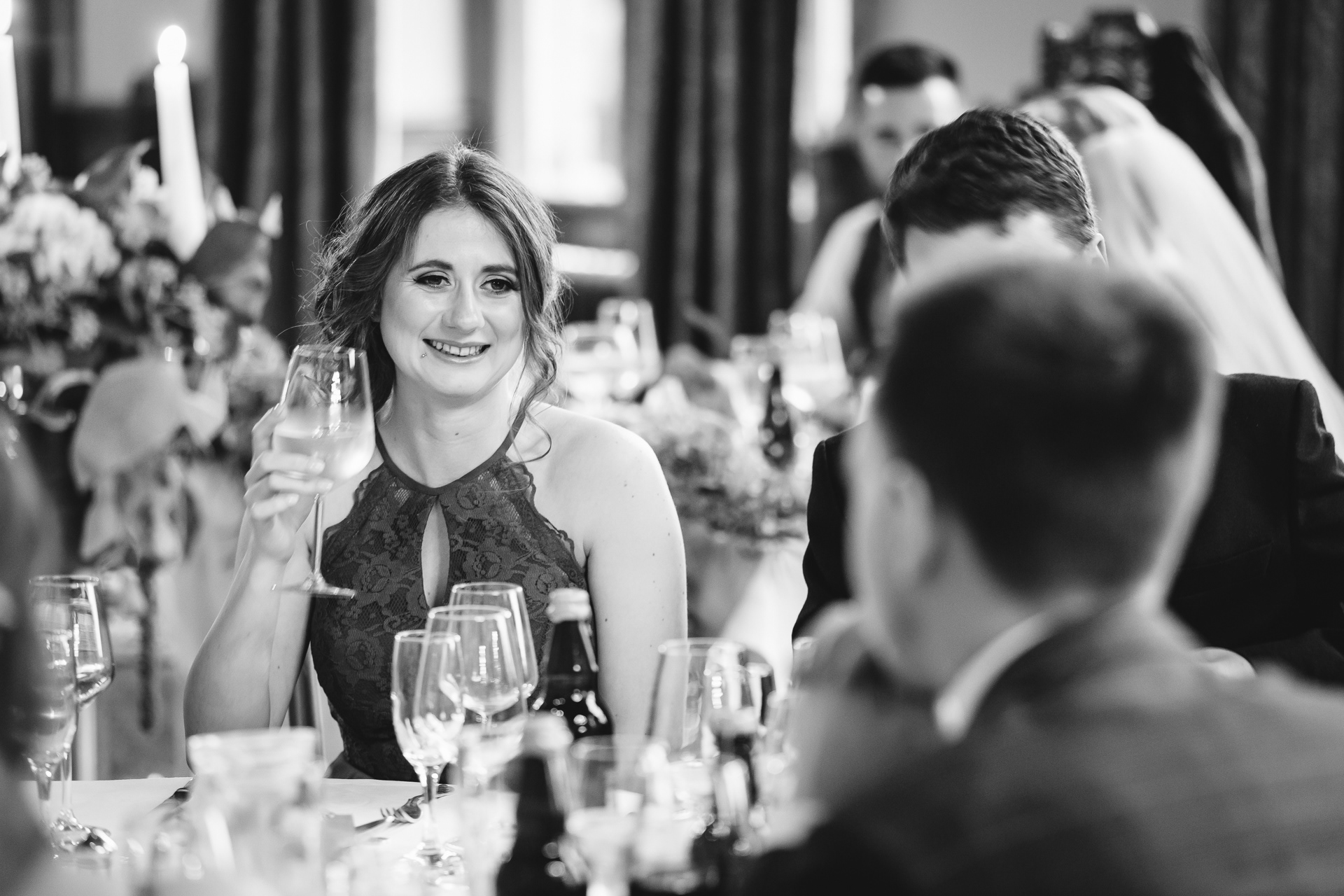 Guests at a wedding at Carlton Towers, Yorkshire, England