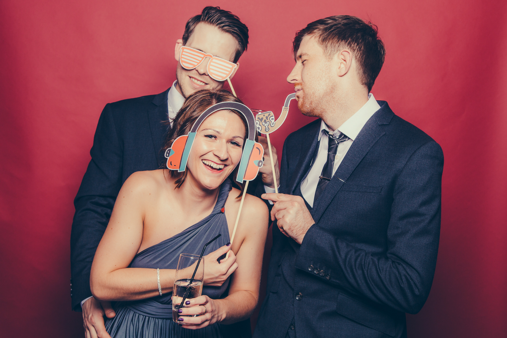 Wedding party studio photo booth at a wedding in South Yorkshire