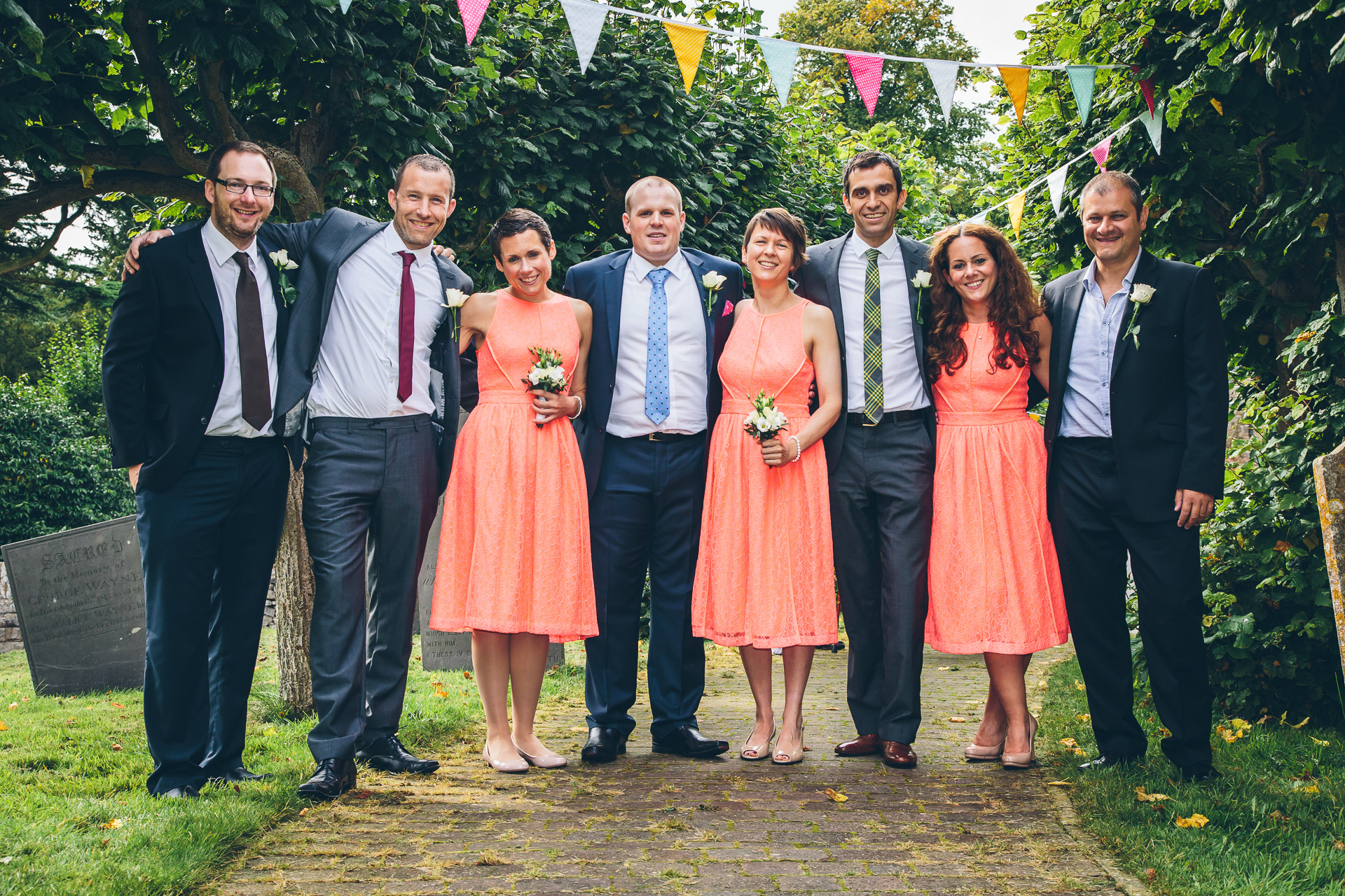 Bridesmaids and Groomsmen at a wedding in Derbyshire