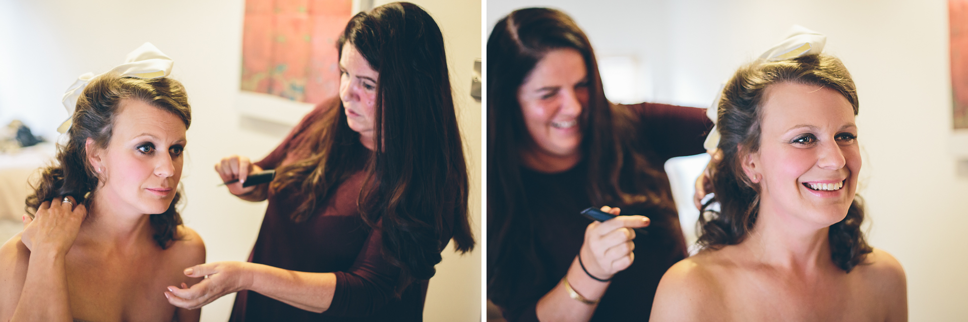 bride getting ready at a wedding in Derbyshire