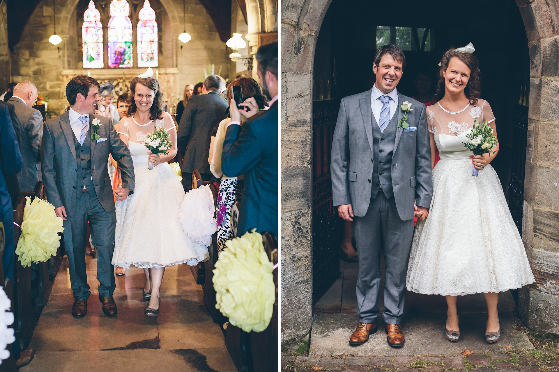 Bride and Groom walking down the aisle