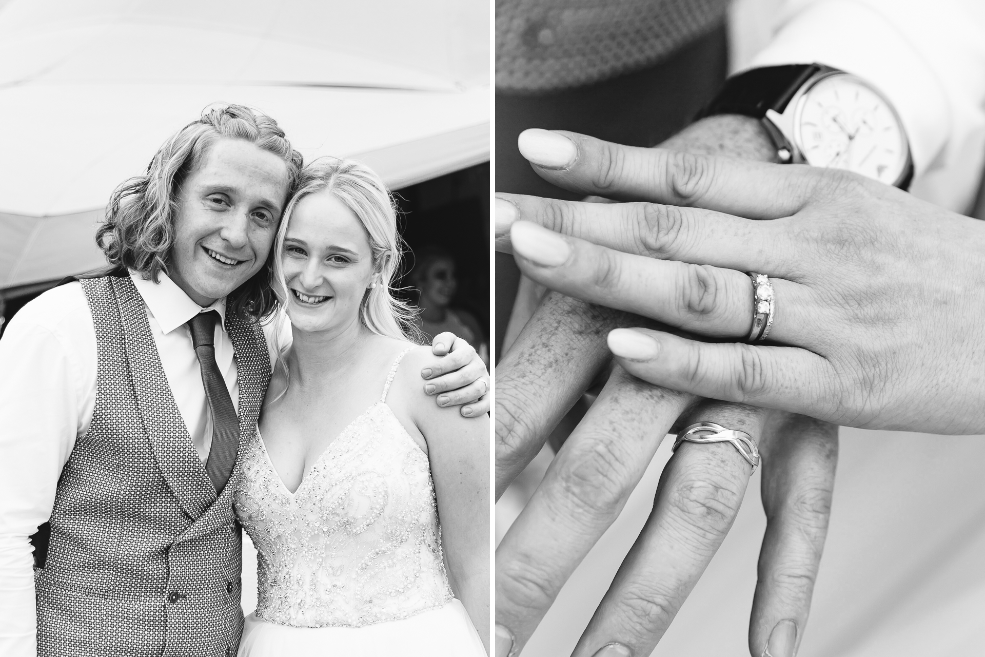 bride, groom and wedding rings in Nottinghamshire