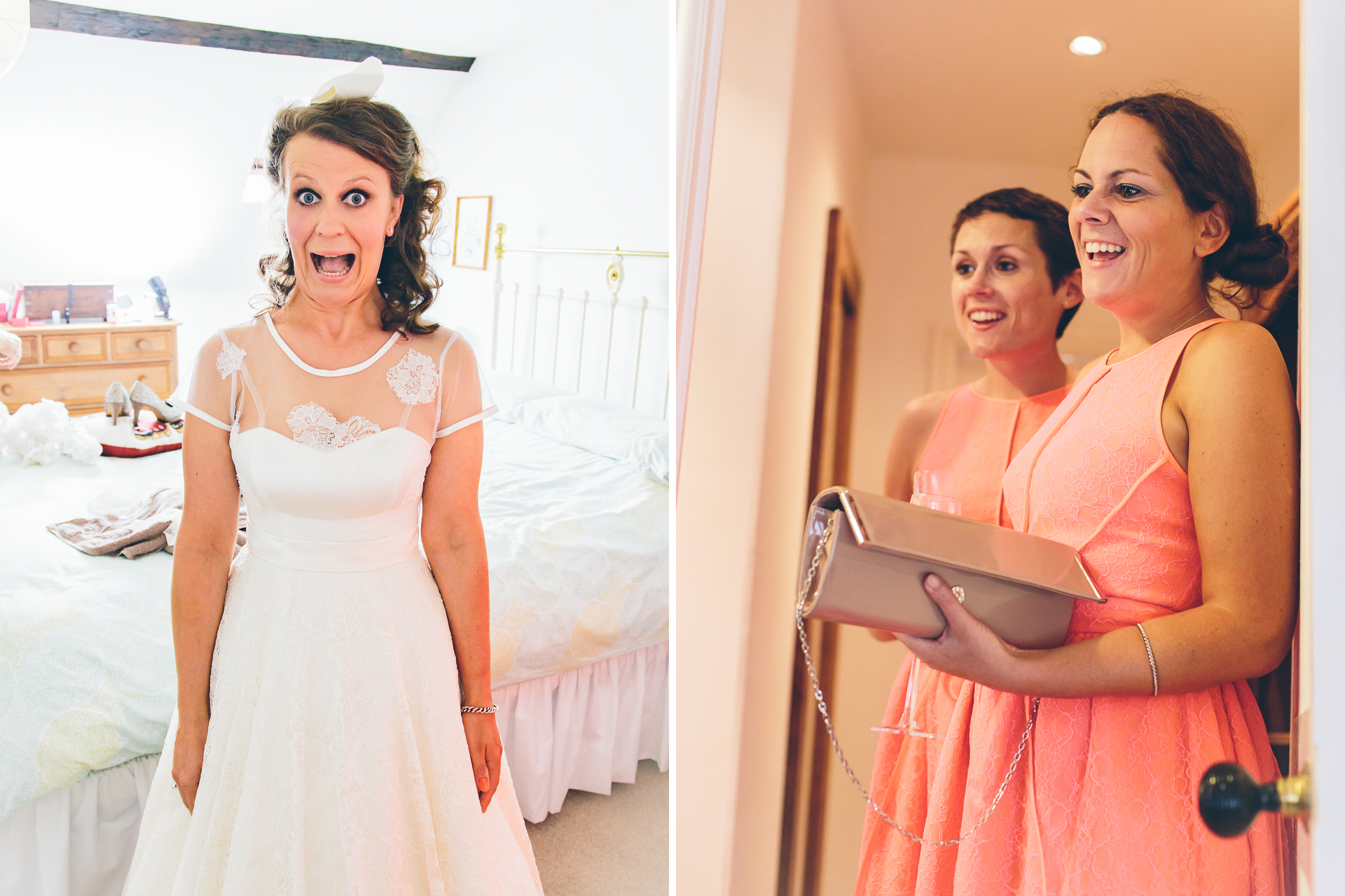 bride and bridesmaids at a wedding in Derbyshire