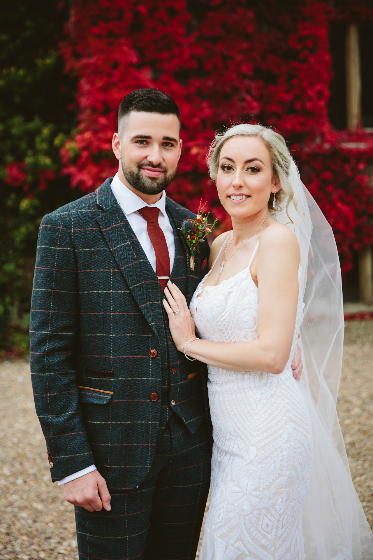 Bride and groom at a wedding at Carlton Towers, Yorkshire, England