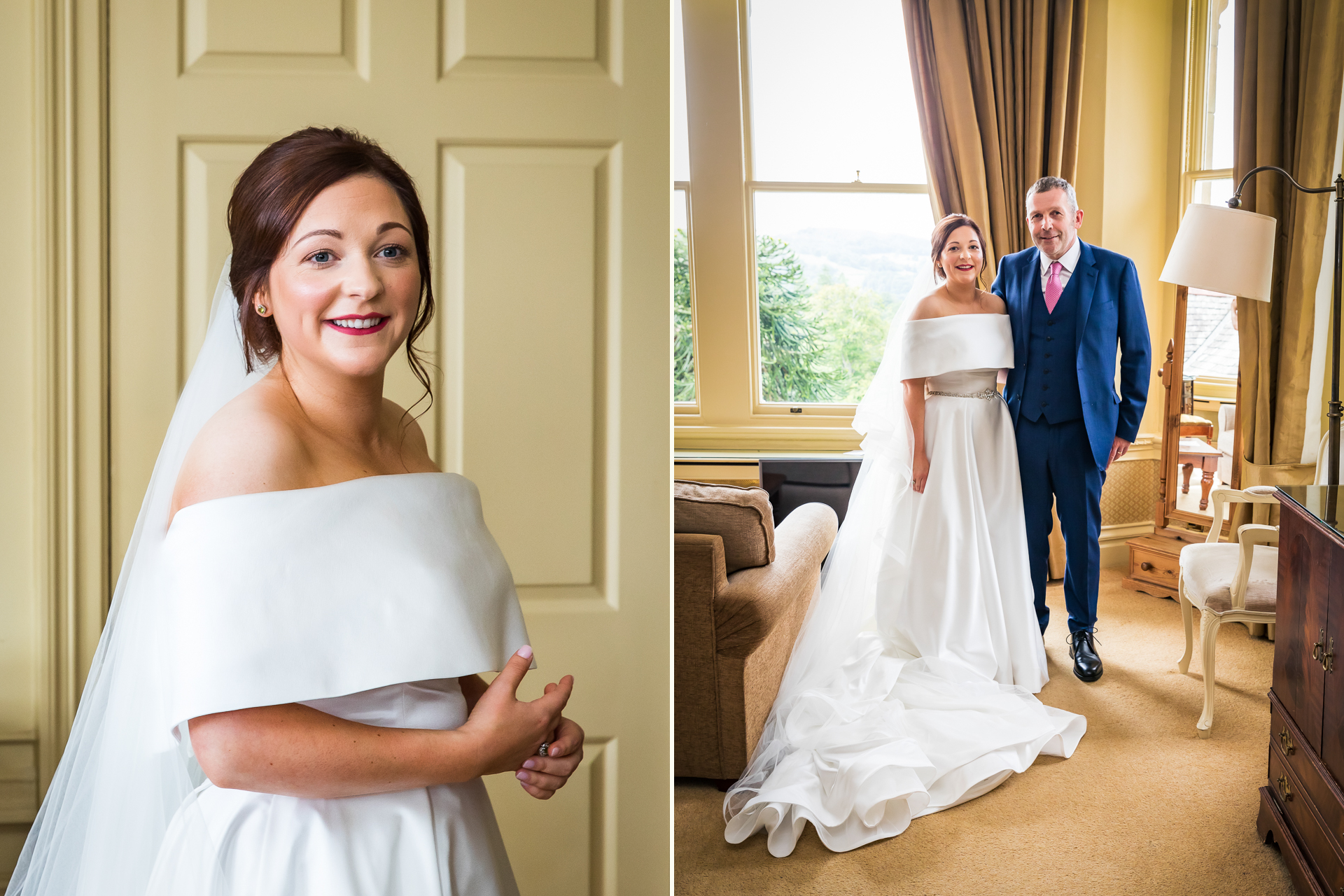 A bride on her wedding day at Merewood Hotel, Cumbria