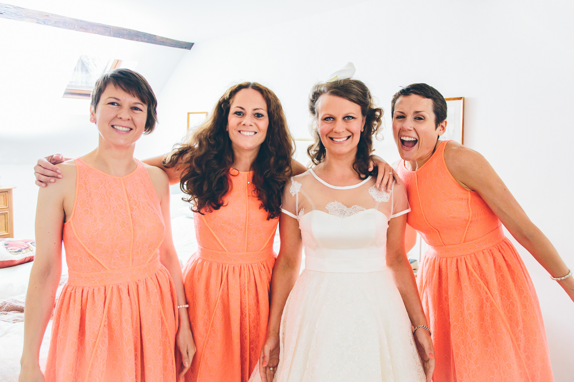 bride and bridesmaids at a wedding in Derbyshire