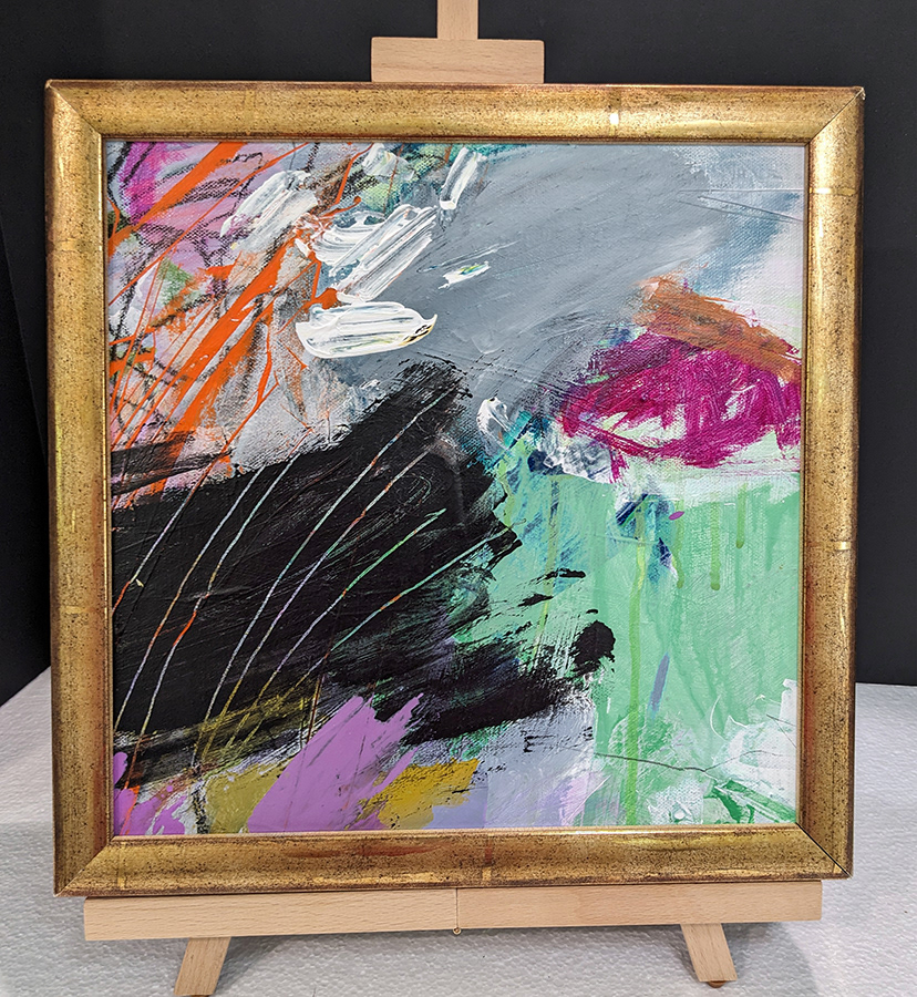 Abstr-27  |mixed media flat canvas 13.5 x 13.5  | $420.00