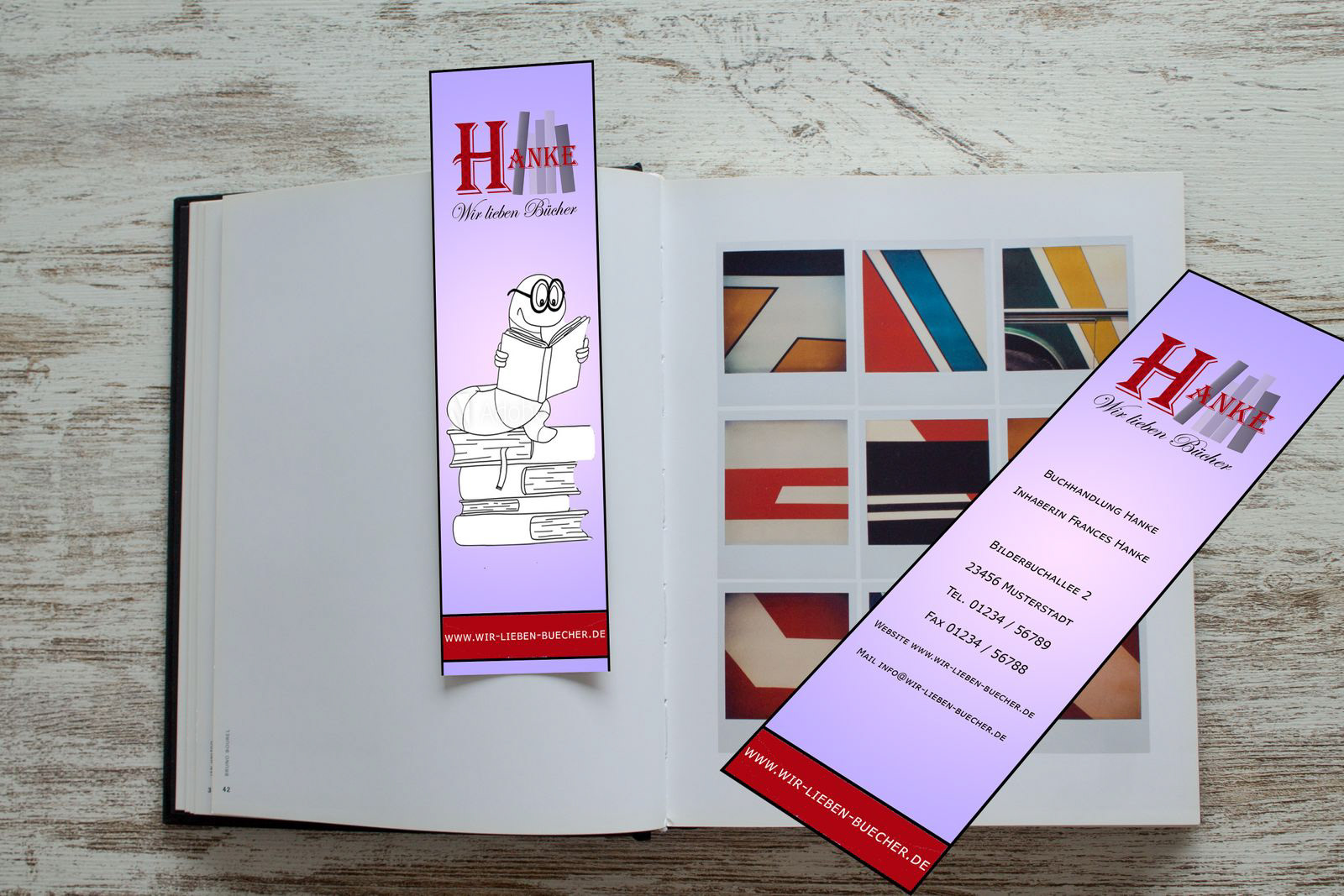 Lesezeichen mit Logo