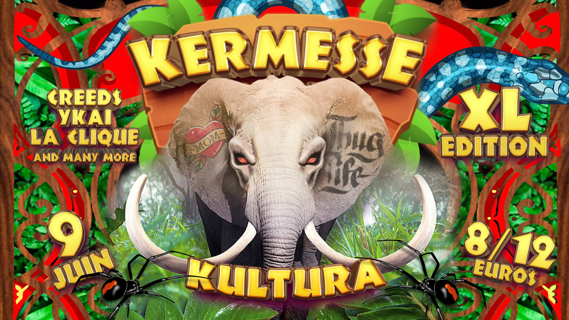 Detailed illustration of a Poster Invite for Circus Party with ElephnantIllustration in EPS10 with color space in RGB.