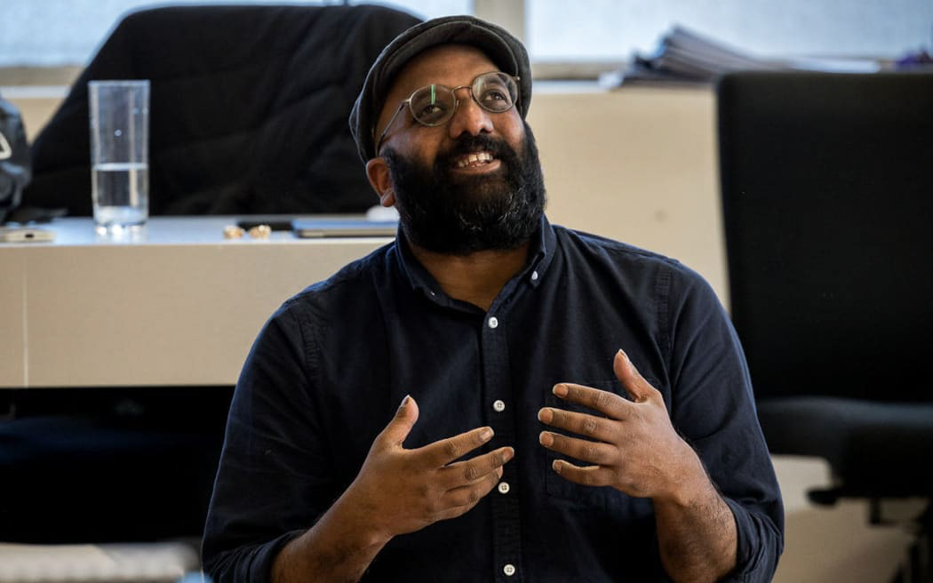 Ahi Karunaharan at a Basmati Bitch rehearsal session. Photo: Andi Crown