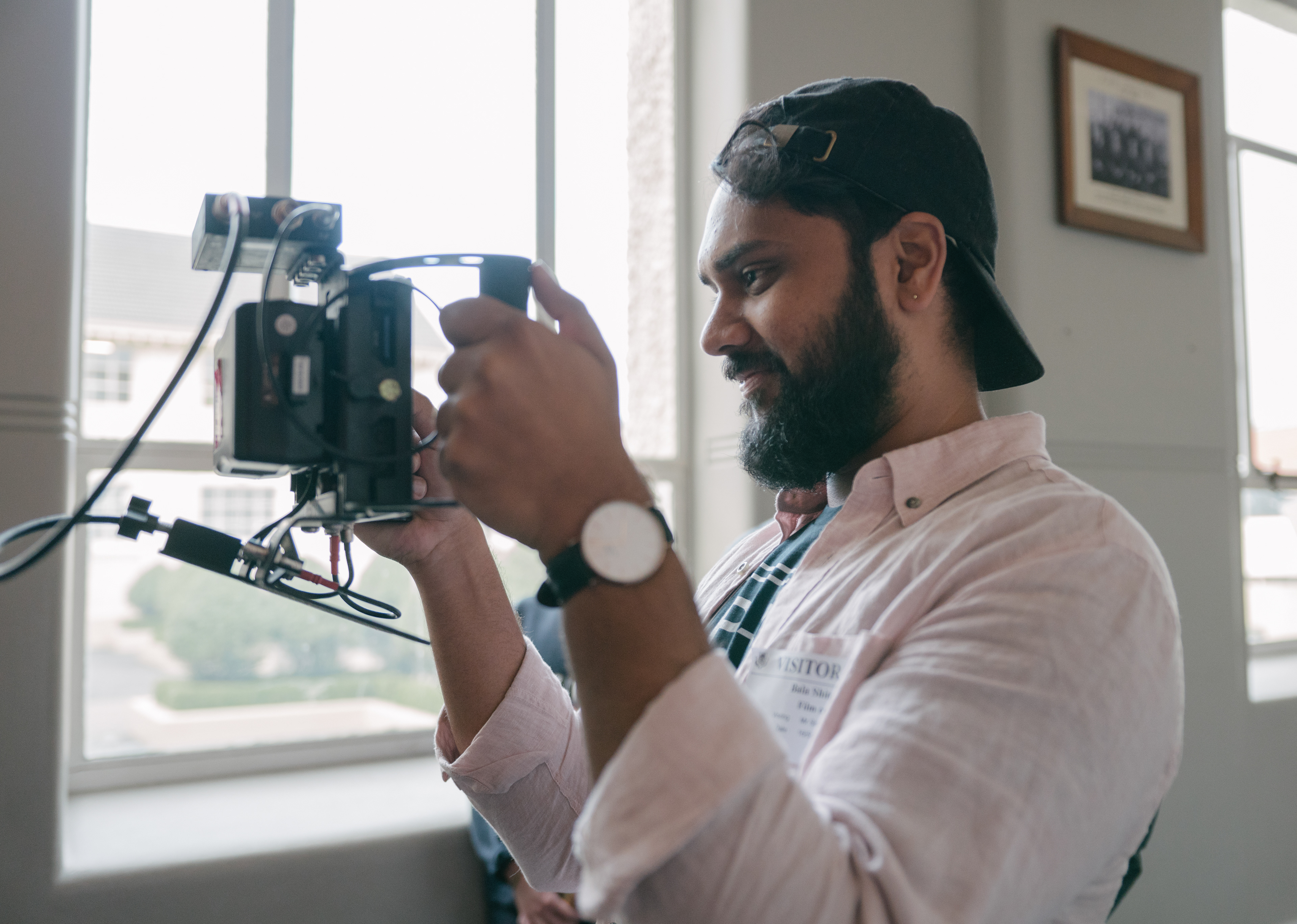 Bala holding director's monitor, photo by Ankita Singh 2019