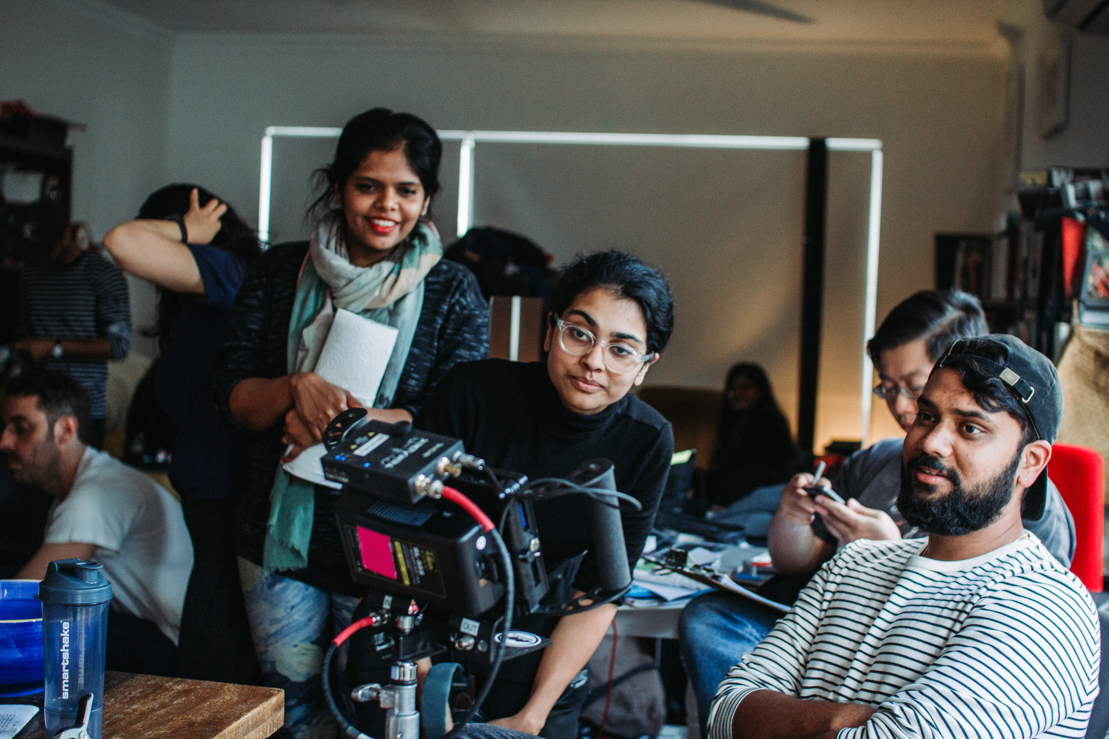 Left to right: Natasha Iyer (art director), Ankita Singh (producer)., Bala Murali Shingade (writer/director), photo by Ankita Singh 2019