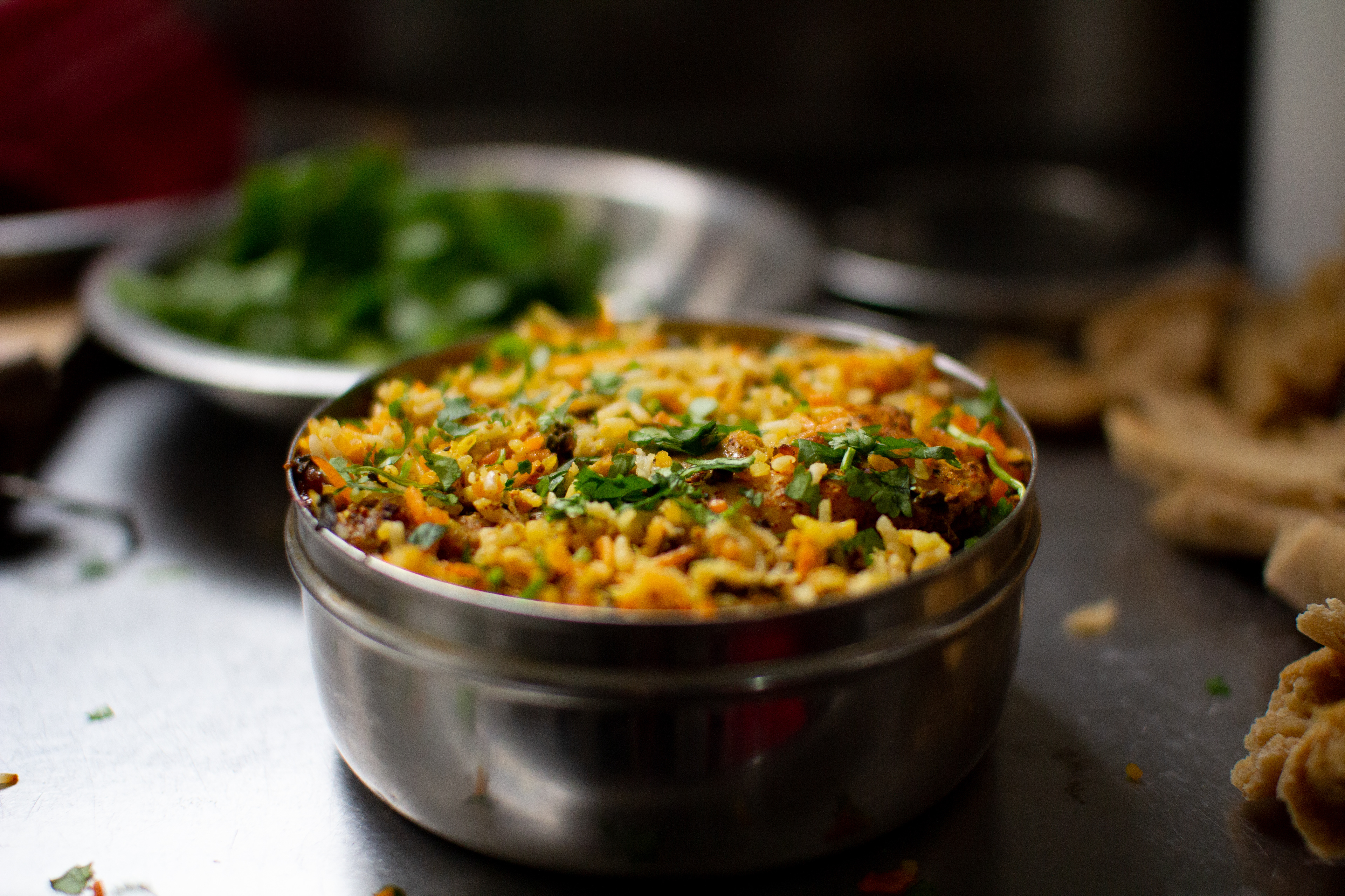 Biryani on set of 800 Lunches, photo by Ankita Singh 2019