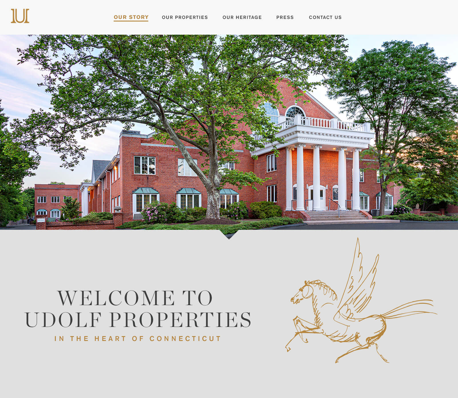 Full width header image with horizontal title and Pegasus