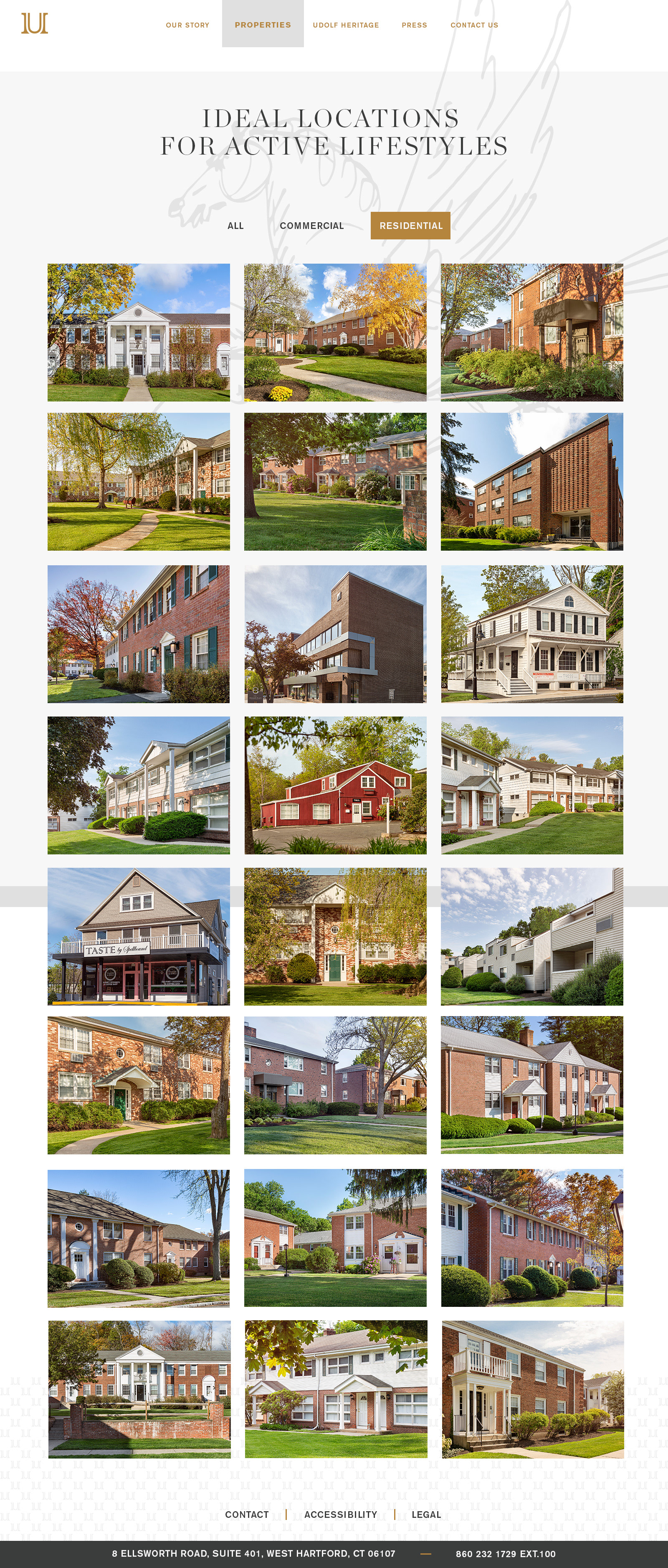Properties page with only Residential properties visible.