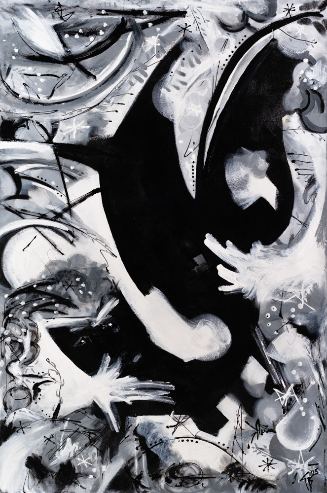 Esmalte sobre lienzo. 180 x 120 cms. 2025.
